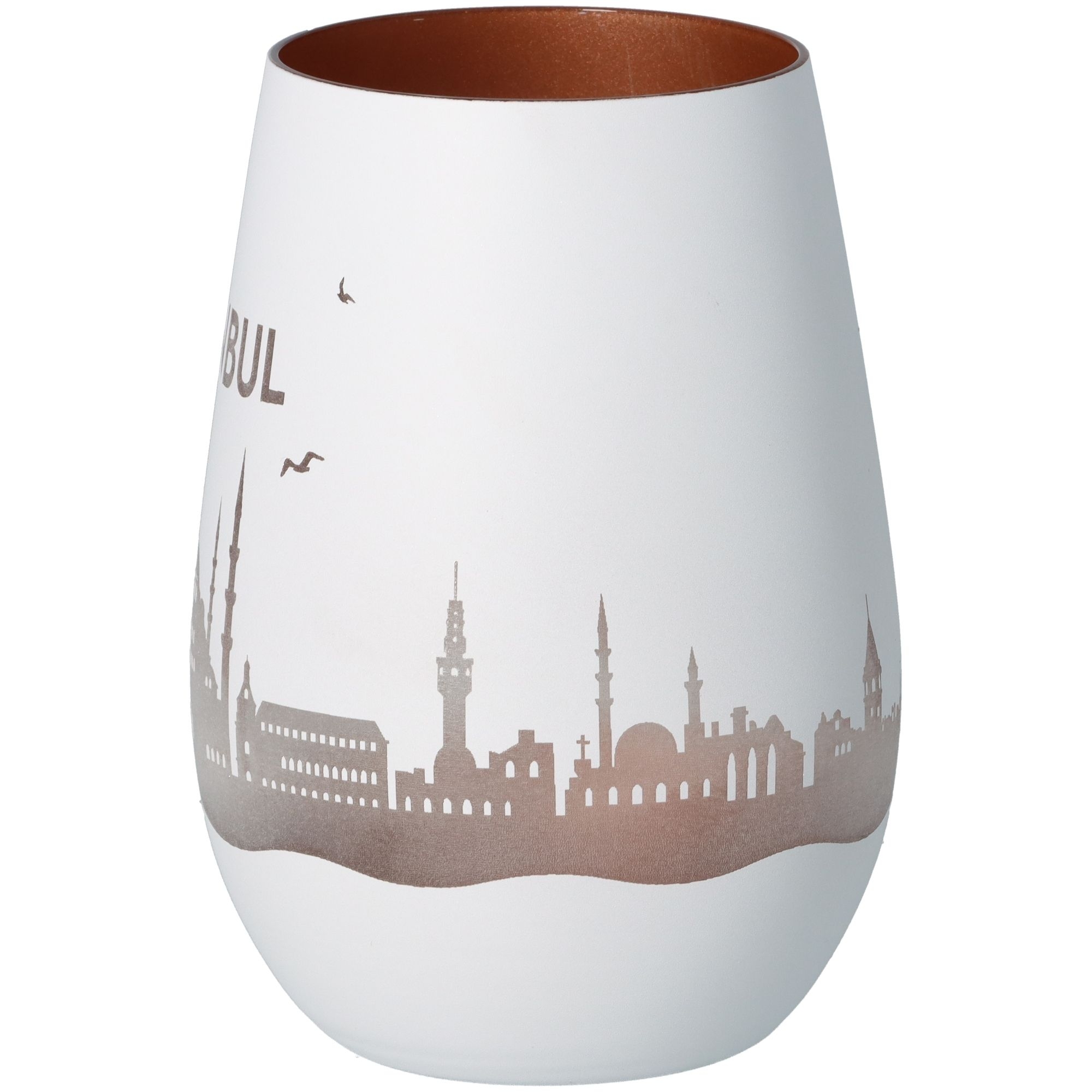 Windlicht Skyline Istanbul Weiß/Bronze Töpferei, Krug, Vase, Porzellan, Lampe