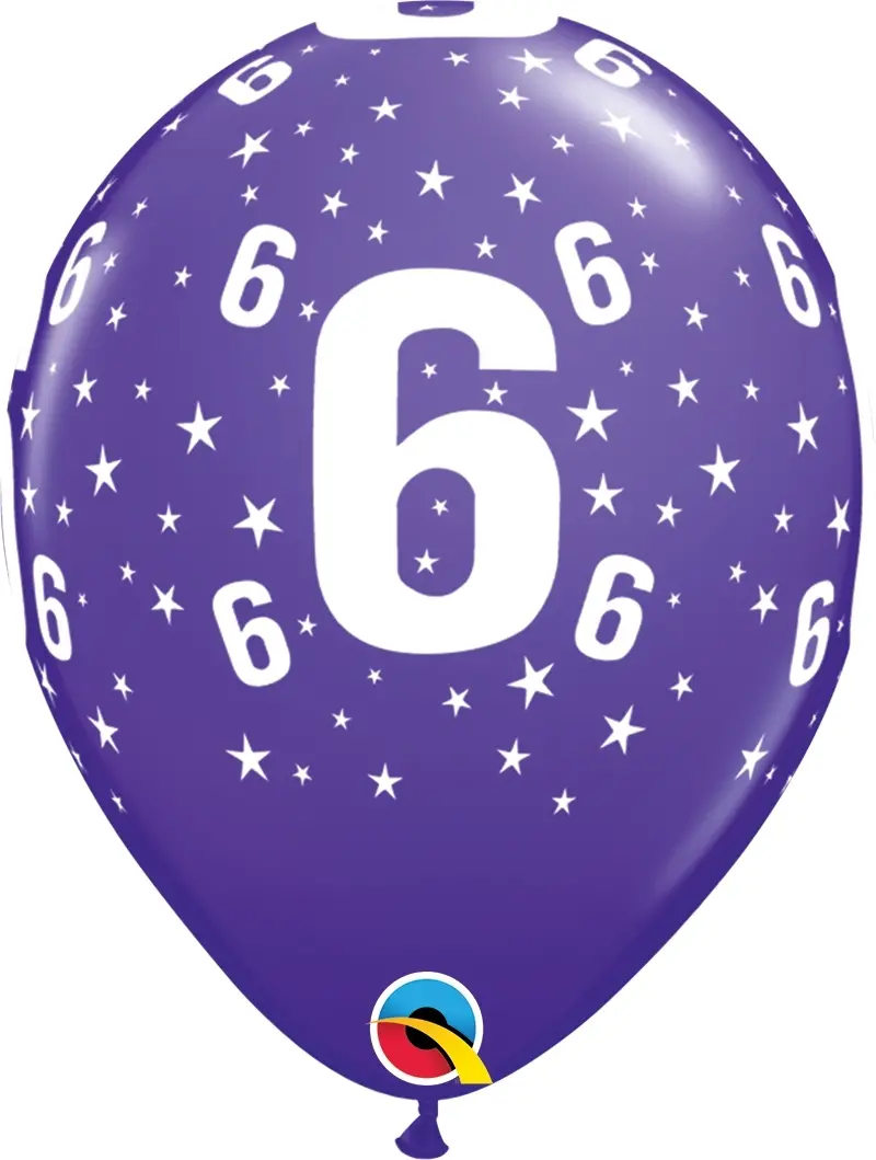 Qualatex Latexballon 6. Geburtstag verschiedene Farben Ø 30cm