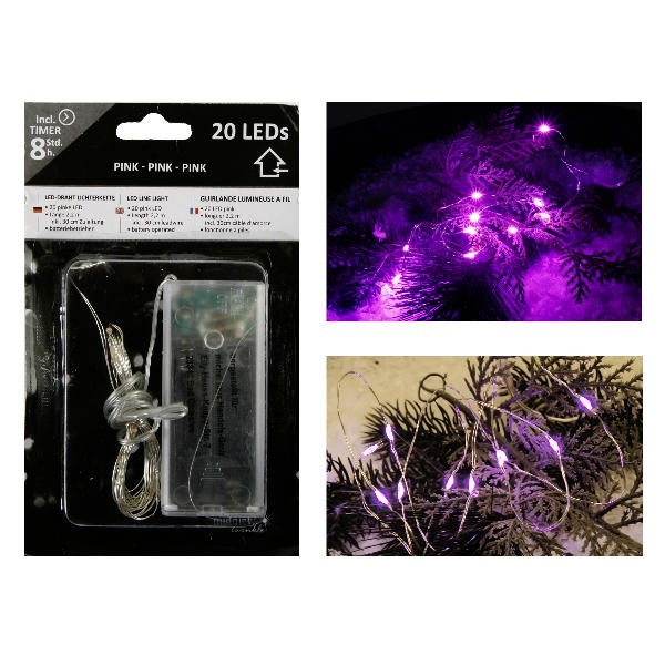 20 LED Draht Lichterkette Pink 20 LED Draht Lichterkette Pink