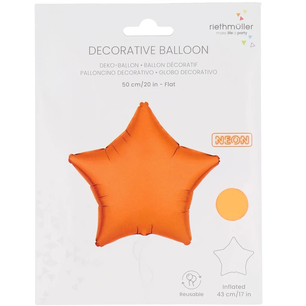 Folienballon Stern Neon Orange 45cm