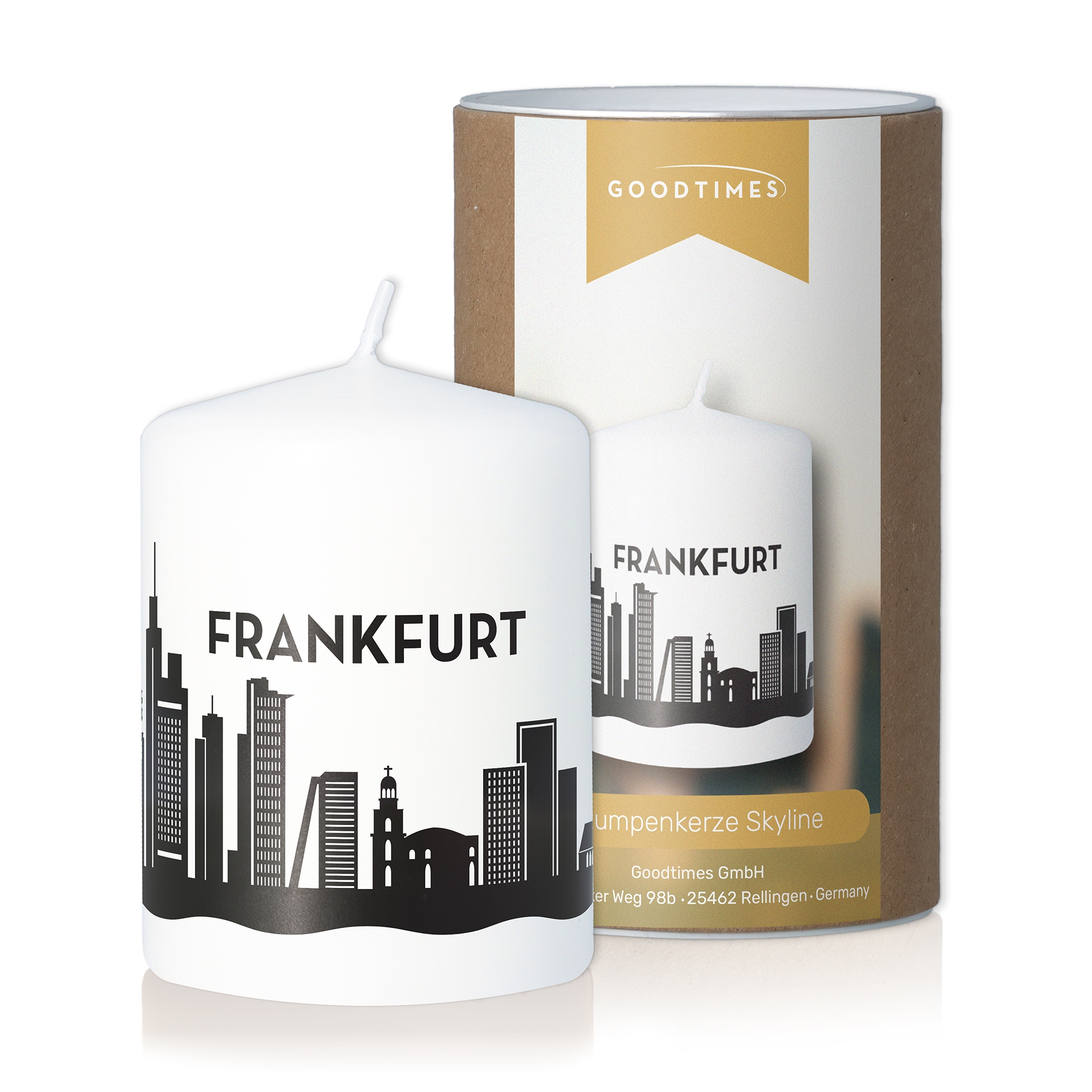 Stumpenkerze Skyline Frankfurt Weiß Stumpenkerze Skyline Frankfurt Weiß