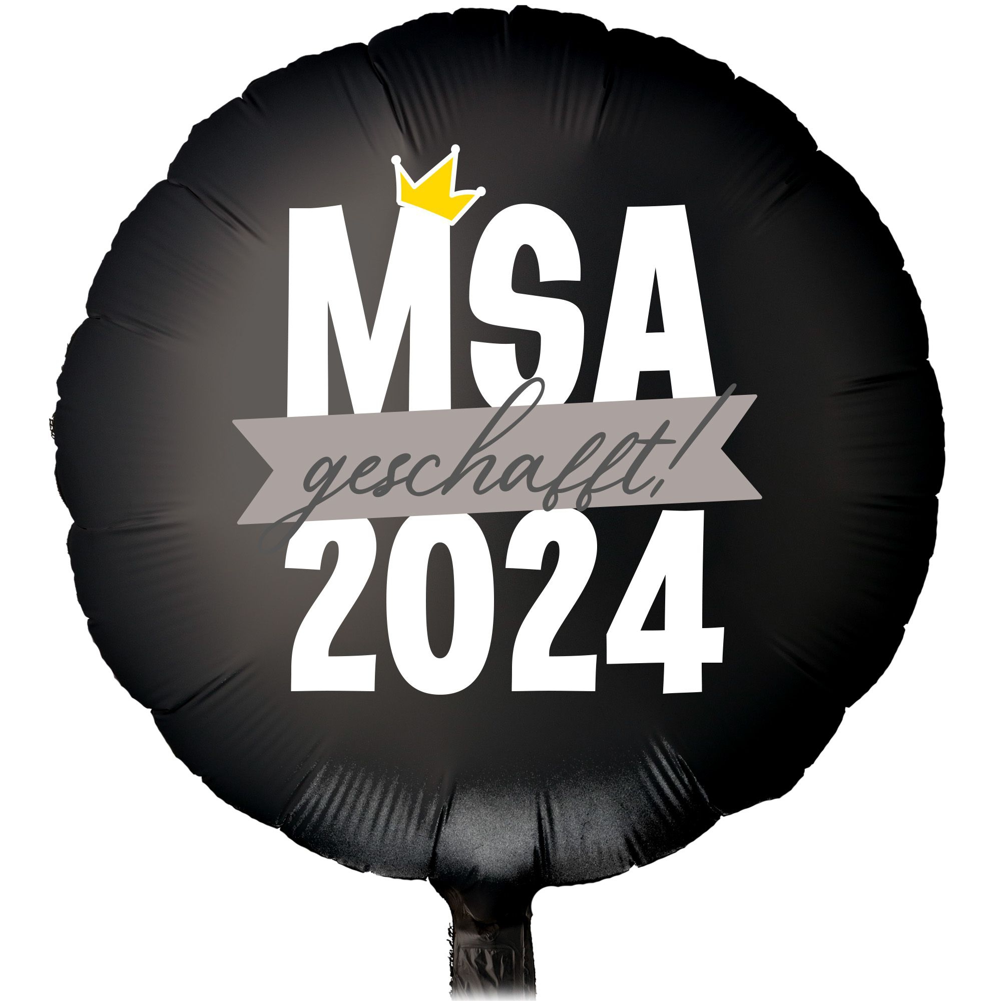 Folienballon Rund Satin Schwarz mit "MSA 2024 geschafft" 45cm