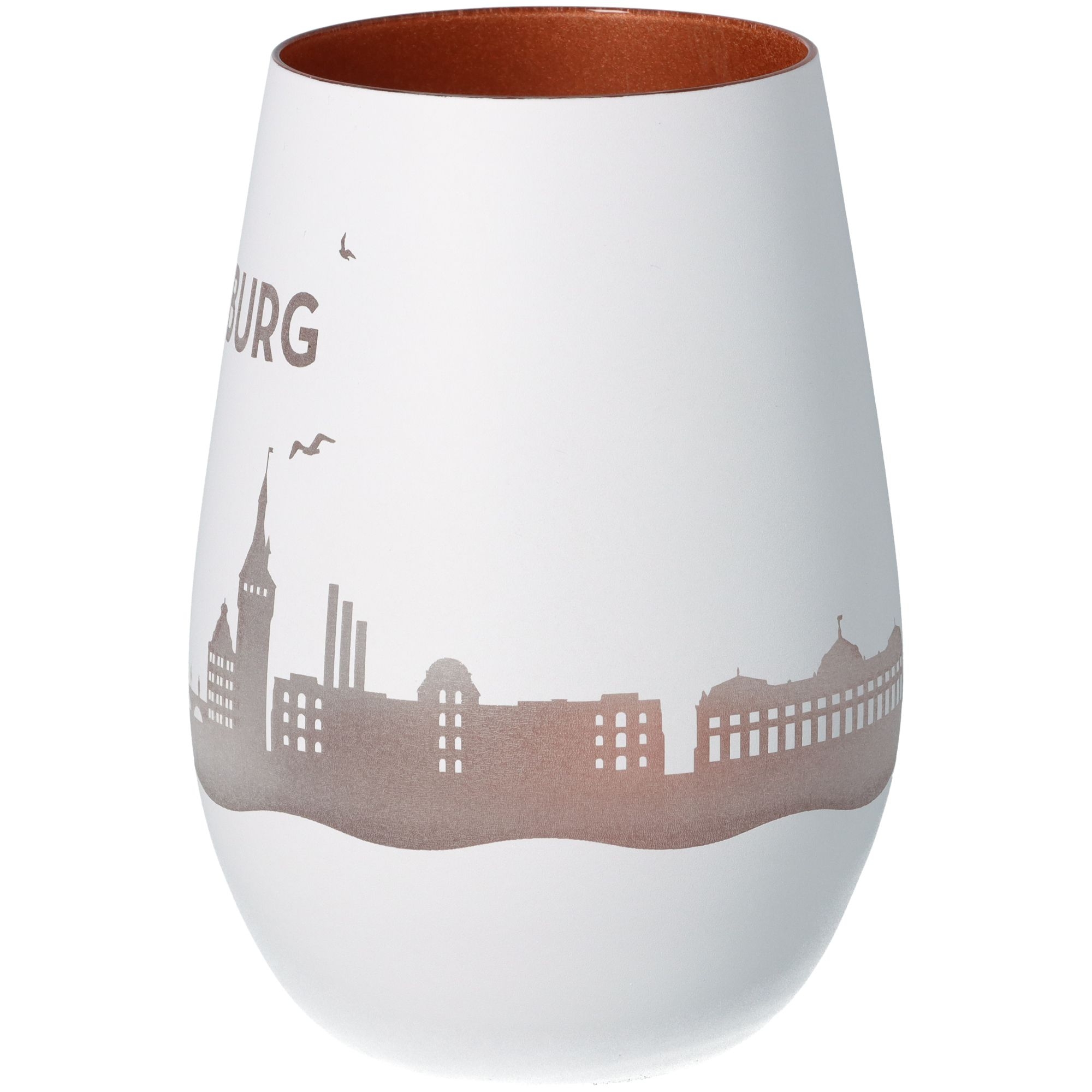 Windlicht Skyline Würzburg Weiß/Bronze Töpferei, Glas, Vase, Porzellan, Tasse