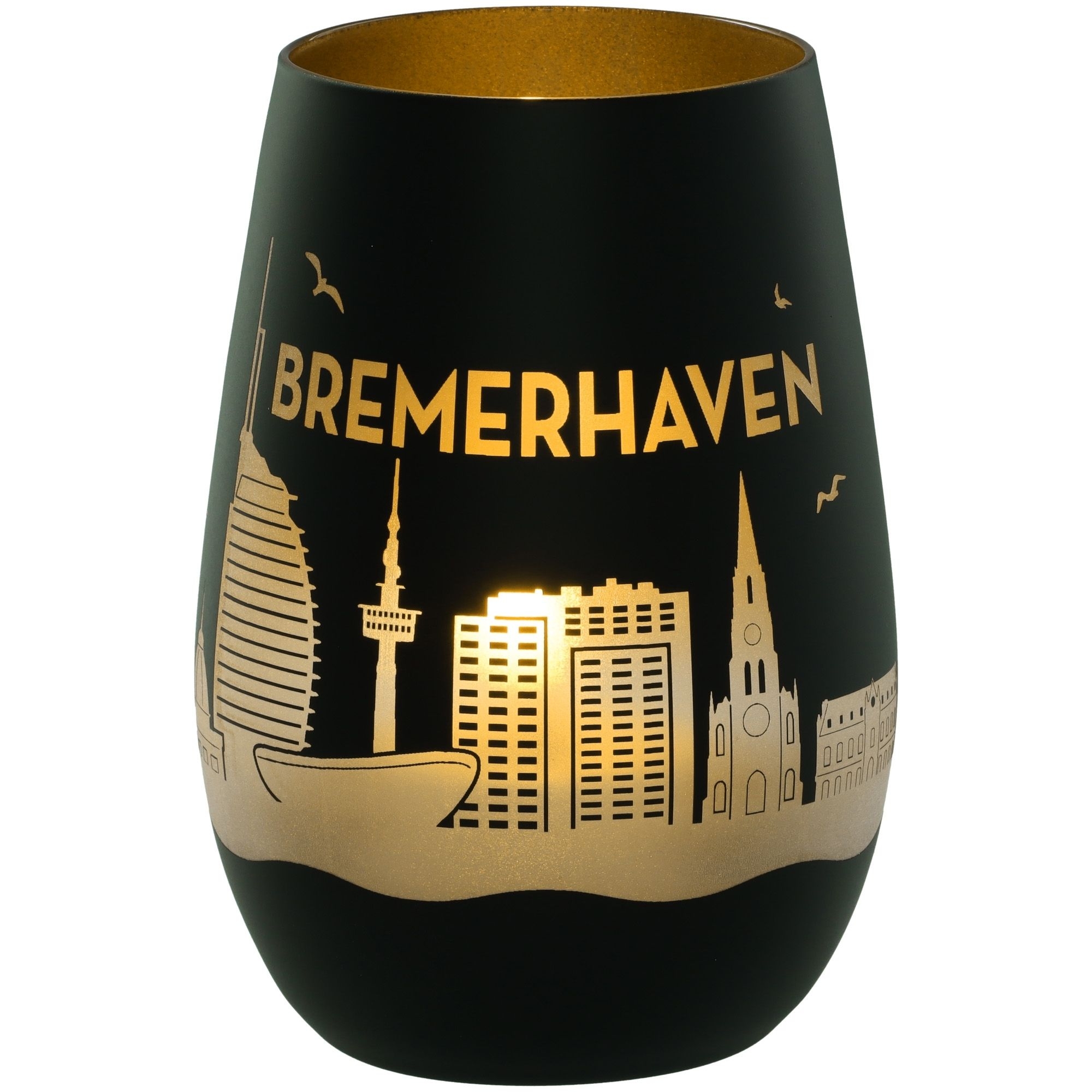 Windlicht Skyline Bremerhaven Schwarz/Gold Windlicht Skyline Bremerhaven Schwarz/Gold