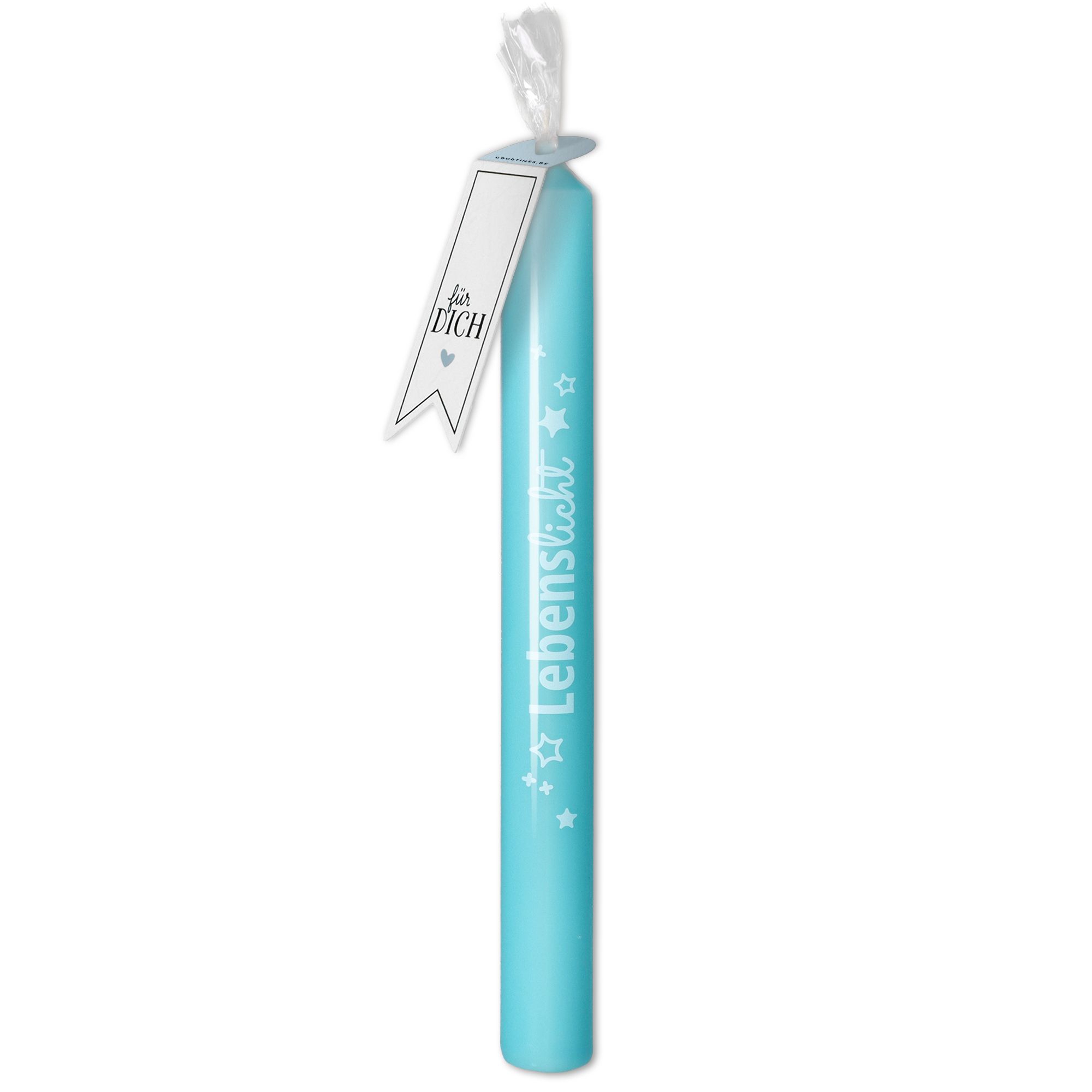 Stabkerze Türkis, Weiß "Lebenslicht" Stabkerze Türkis, Weiß "Lebenslicht"