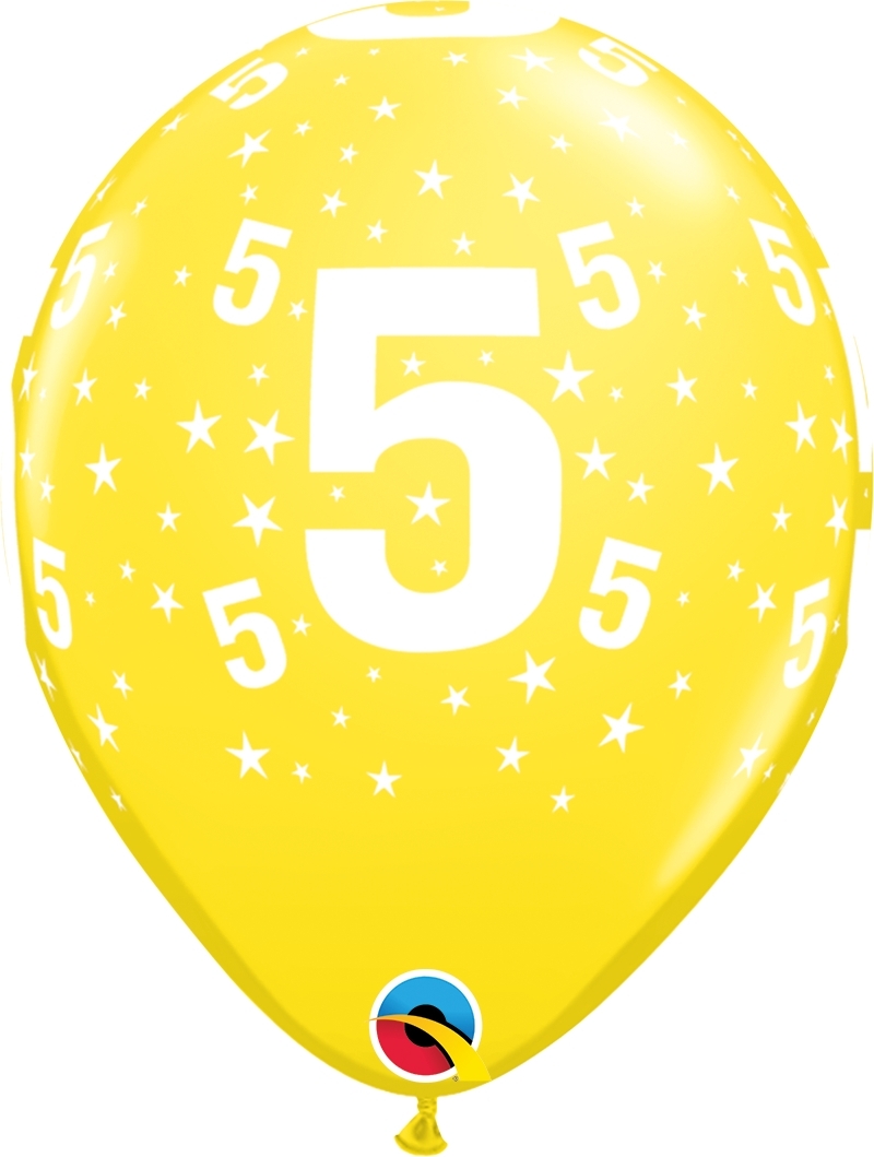 Qualatex Latexballon 5. Geburtstag verschiedene Farben Ø 30cm
