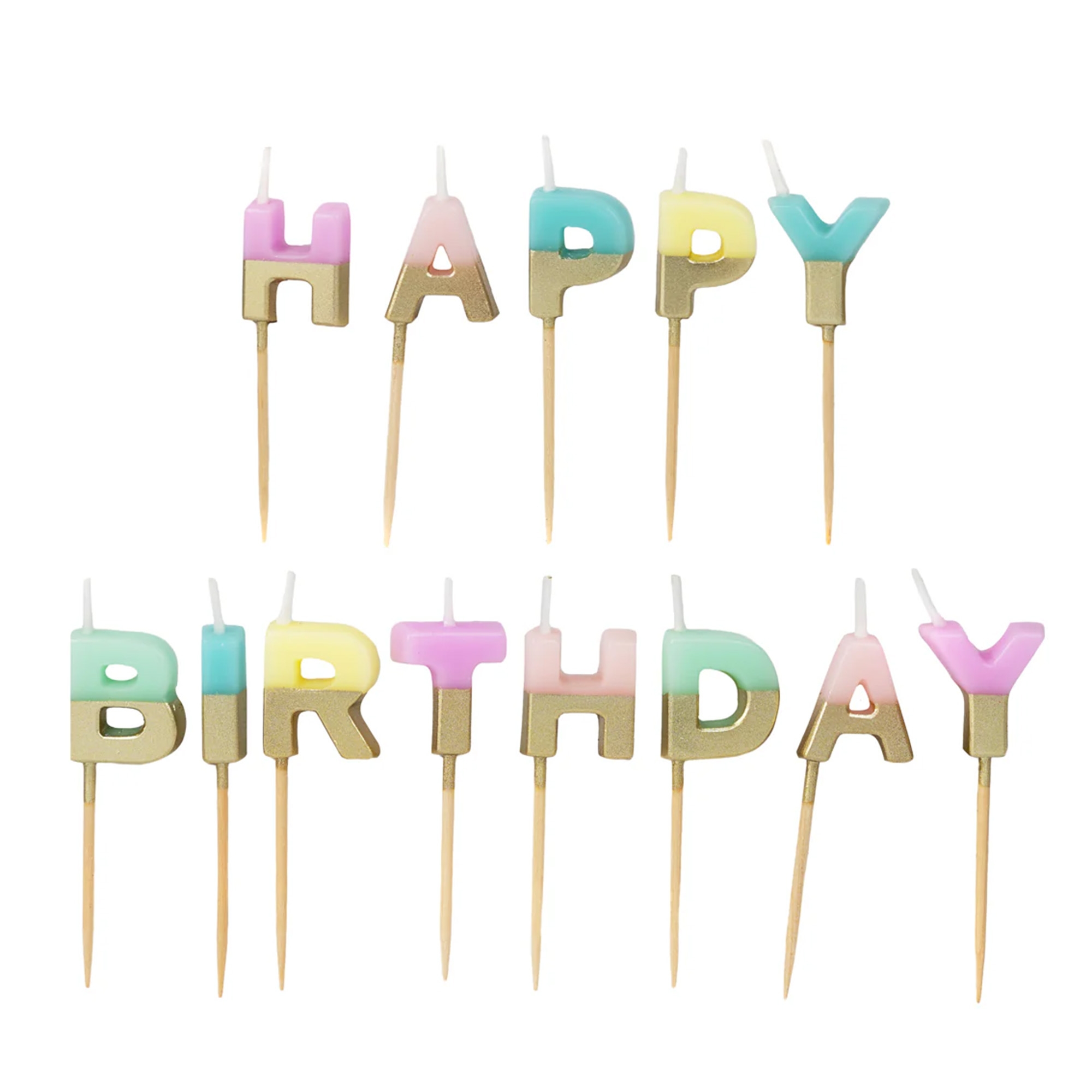 Geburtstagskerzen "Happy Birthday" Pastell