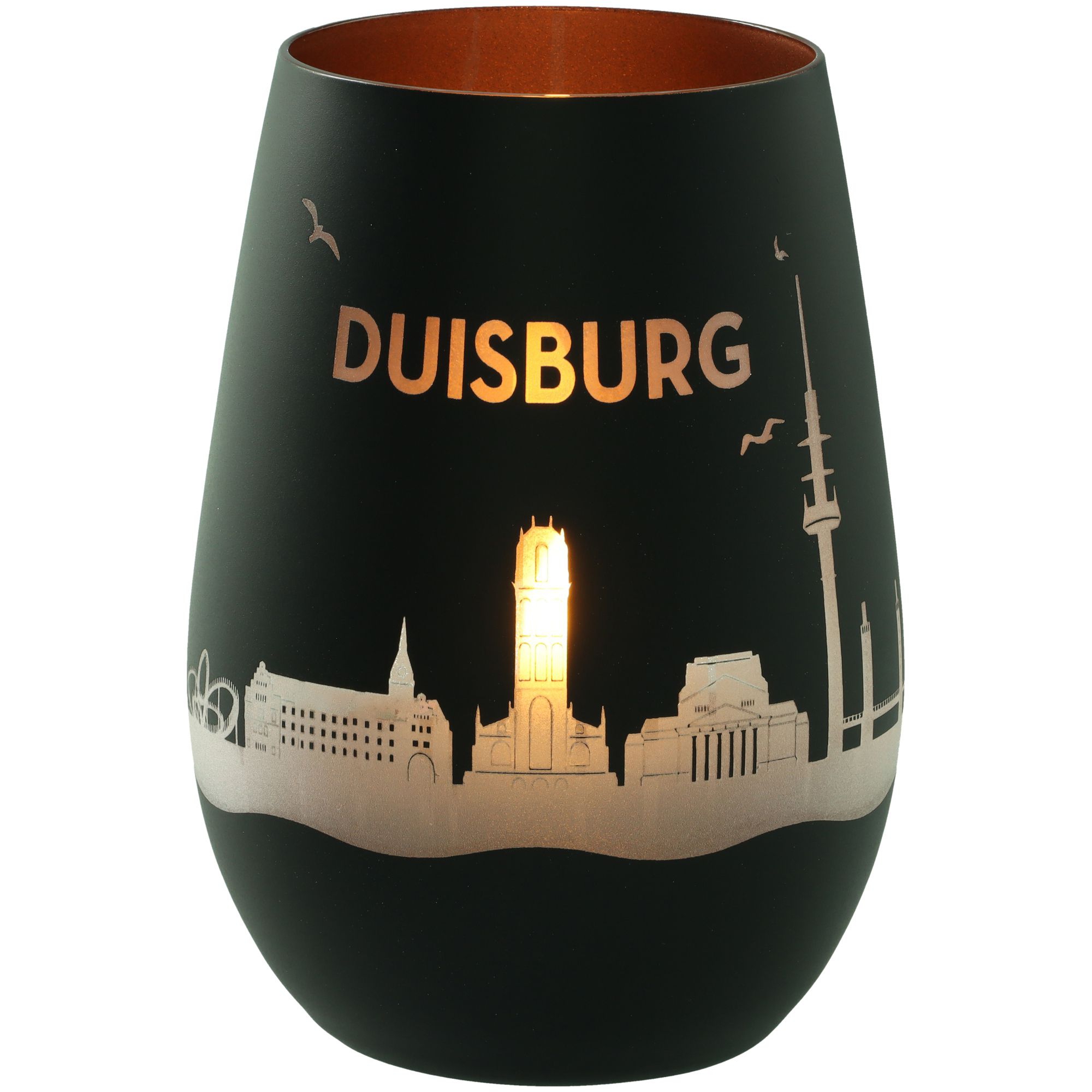 Windlicht Skyline Duisburg Schwarz/Bronze Windlicht Skyline Duisburg Schwarz/Bronze