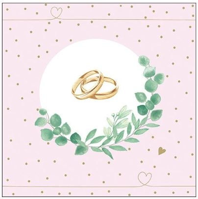 20 Servietten Hochzeit "Ringe" Rosa 20 Servietten Hochzeit "Ringe" Rosa