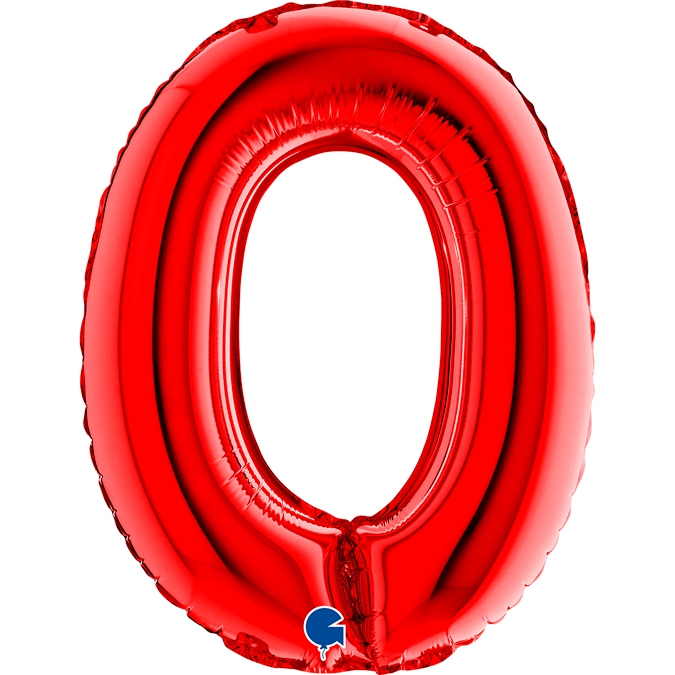 Folienballon Zahl "0" Rot, zur Luftbefüllung, 35 cm