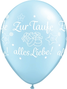 Qualatex Latexballon "Zur Taufe alles Liebe!" Pearl Pastell Blau Ø 30cm