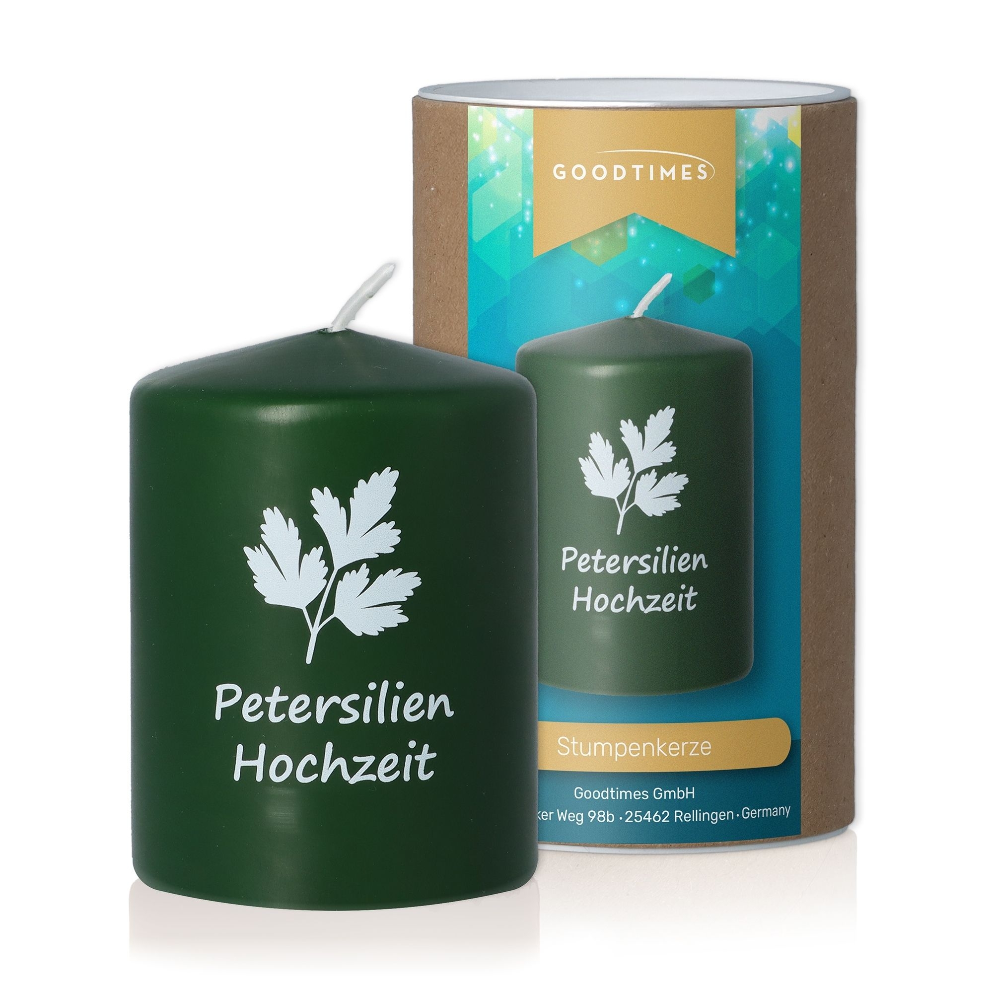 Stumpenkerze "Petersilienhochzeit" Stumpenkerze "Petersilienhochzeit"