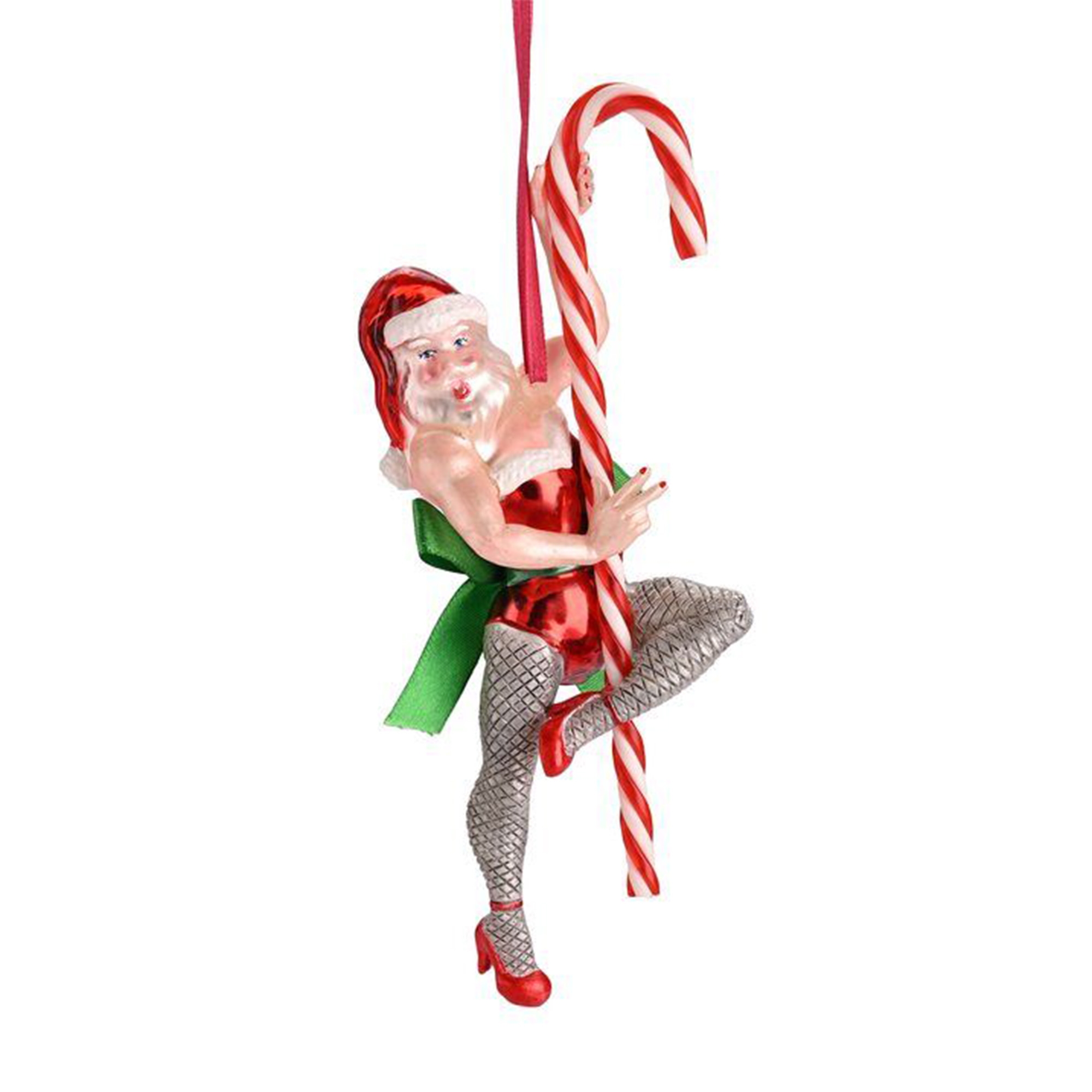 Weihnachtskugel "Santa mit Zuckerstange" Person, Kostüm, Gesicht, Elf, Schuh