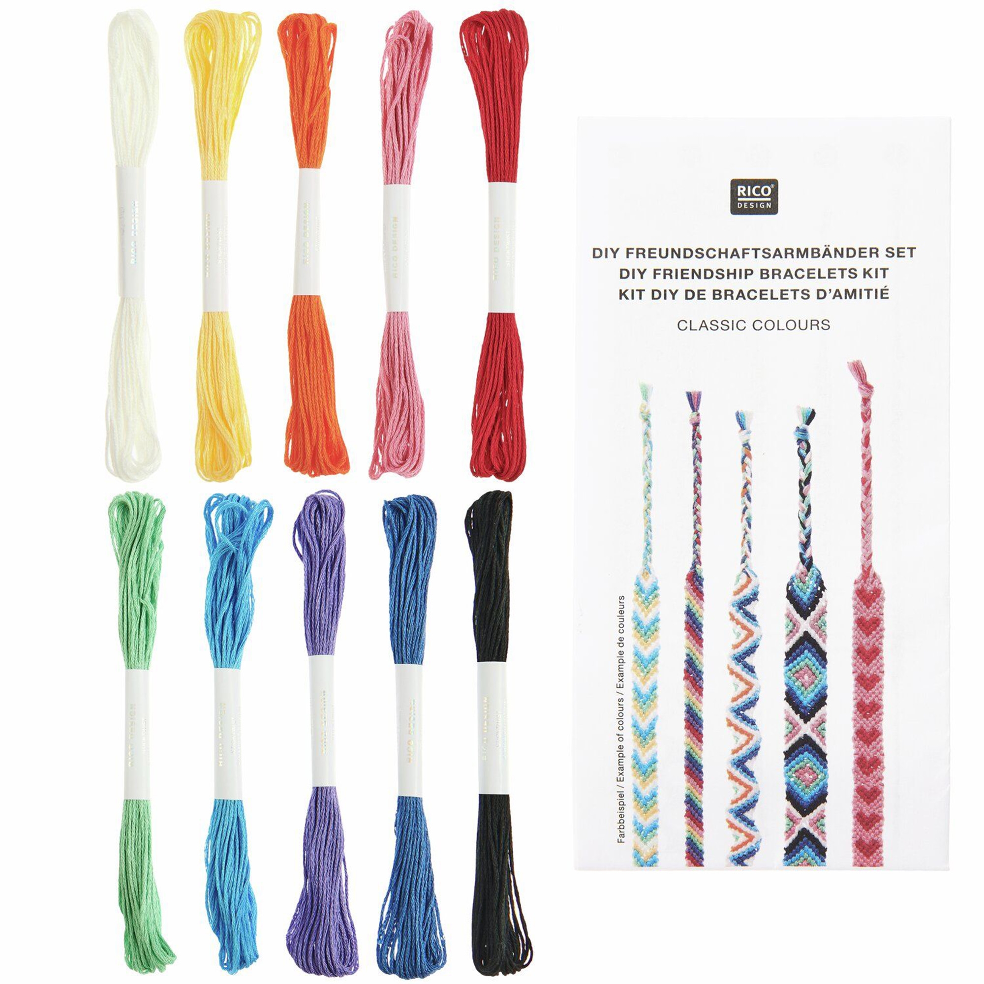 DIY Freundschaftsarmbänder Set "Classic Colours" Pinsel, Gerät, Werkzeug, Zahnbürste