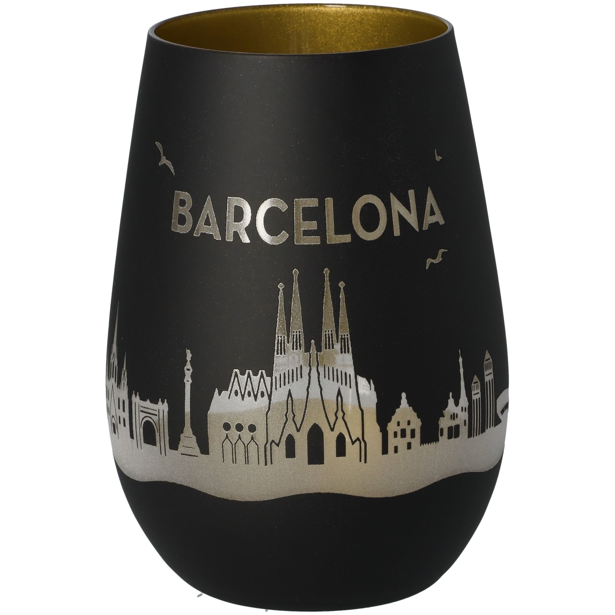 Windlicht Skyline Barcelona Schwarz/Gold Krug, Töpferei, Tasse