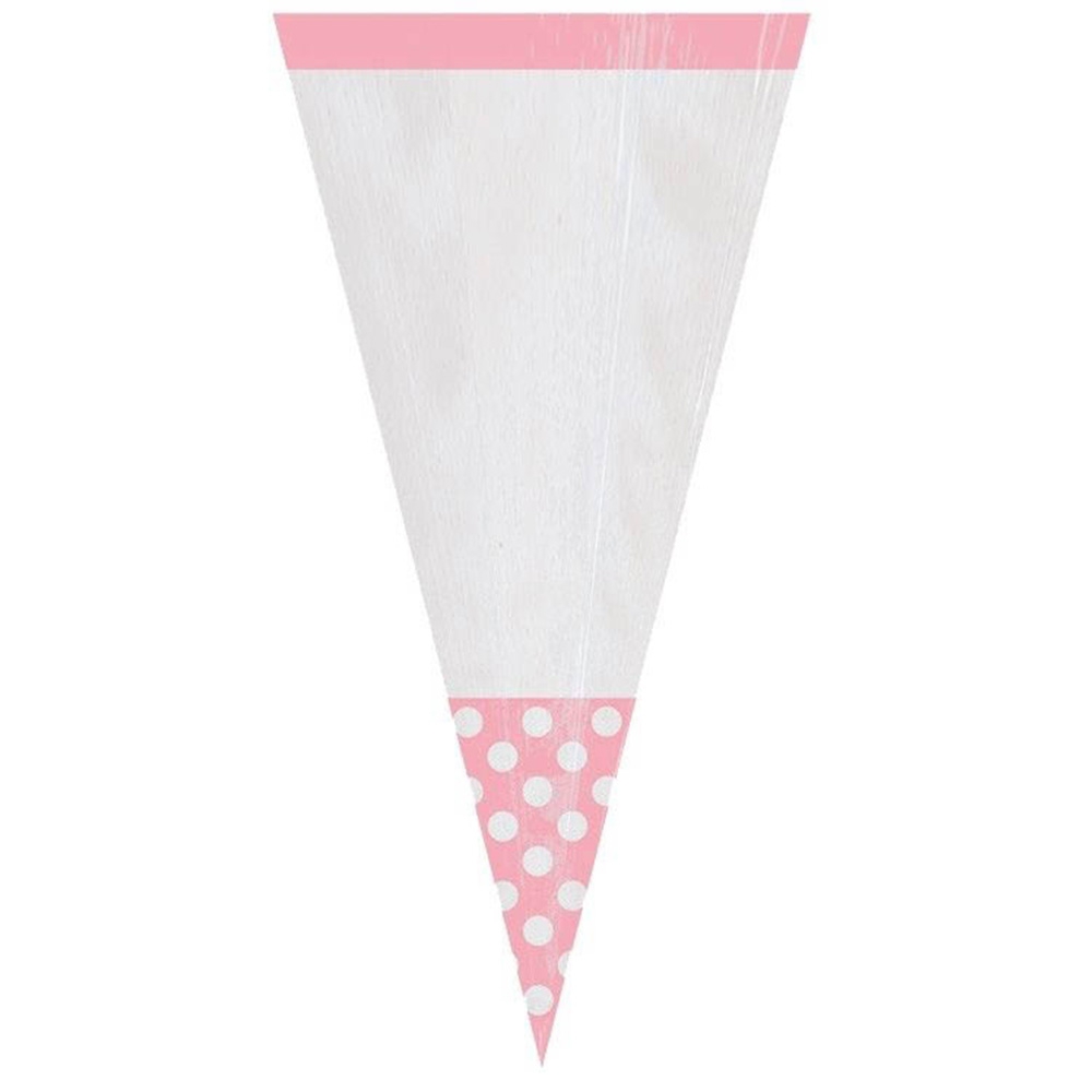 Baby Rosa - 10 Polka Dots Süßigkeiten Spitztüten Kegel