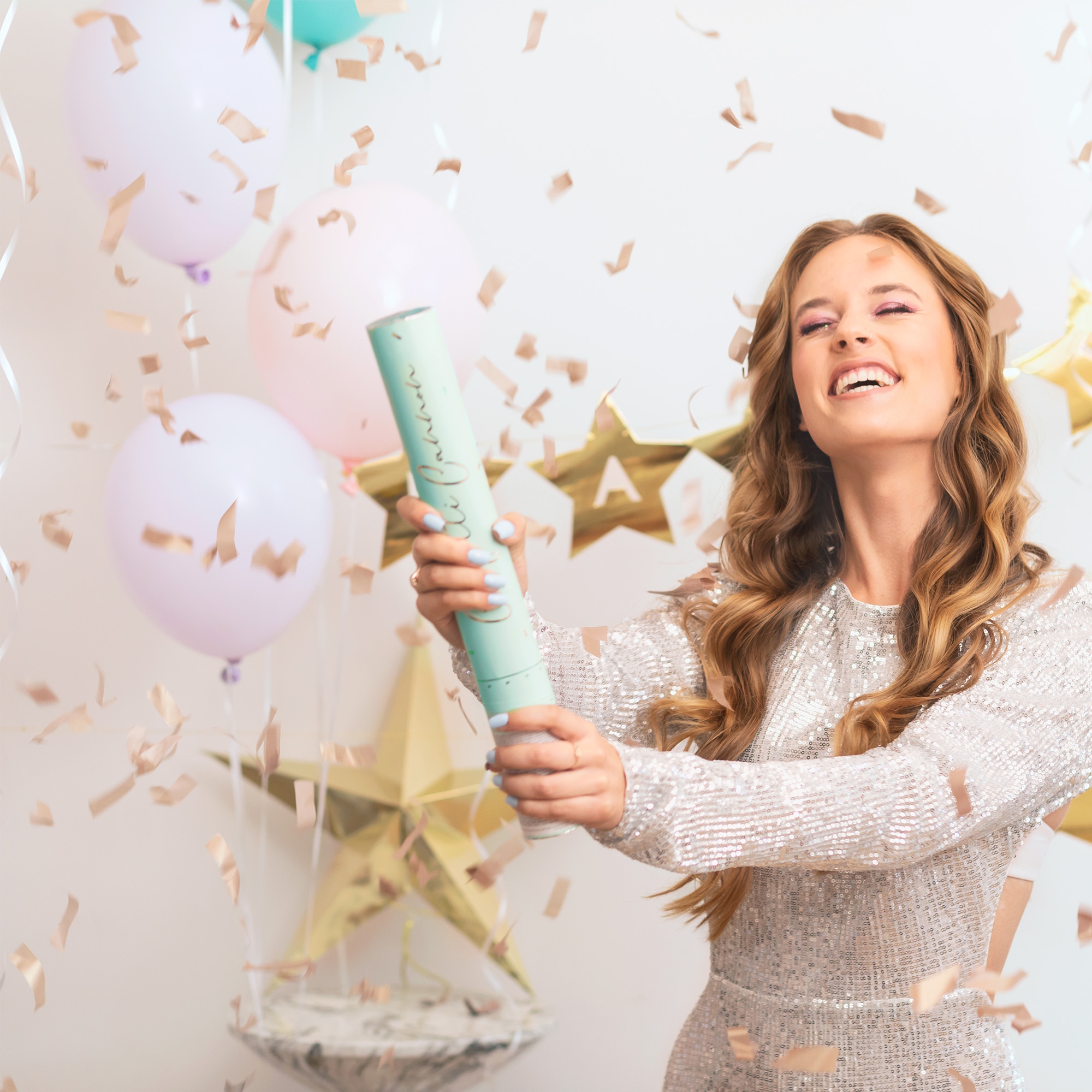 Konfettikanone, Roségold 100 % Biologisch abbaubar, 40 cm Konfettikanone, Roségold 100 % Biologisch abbaubar, 40 cm