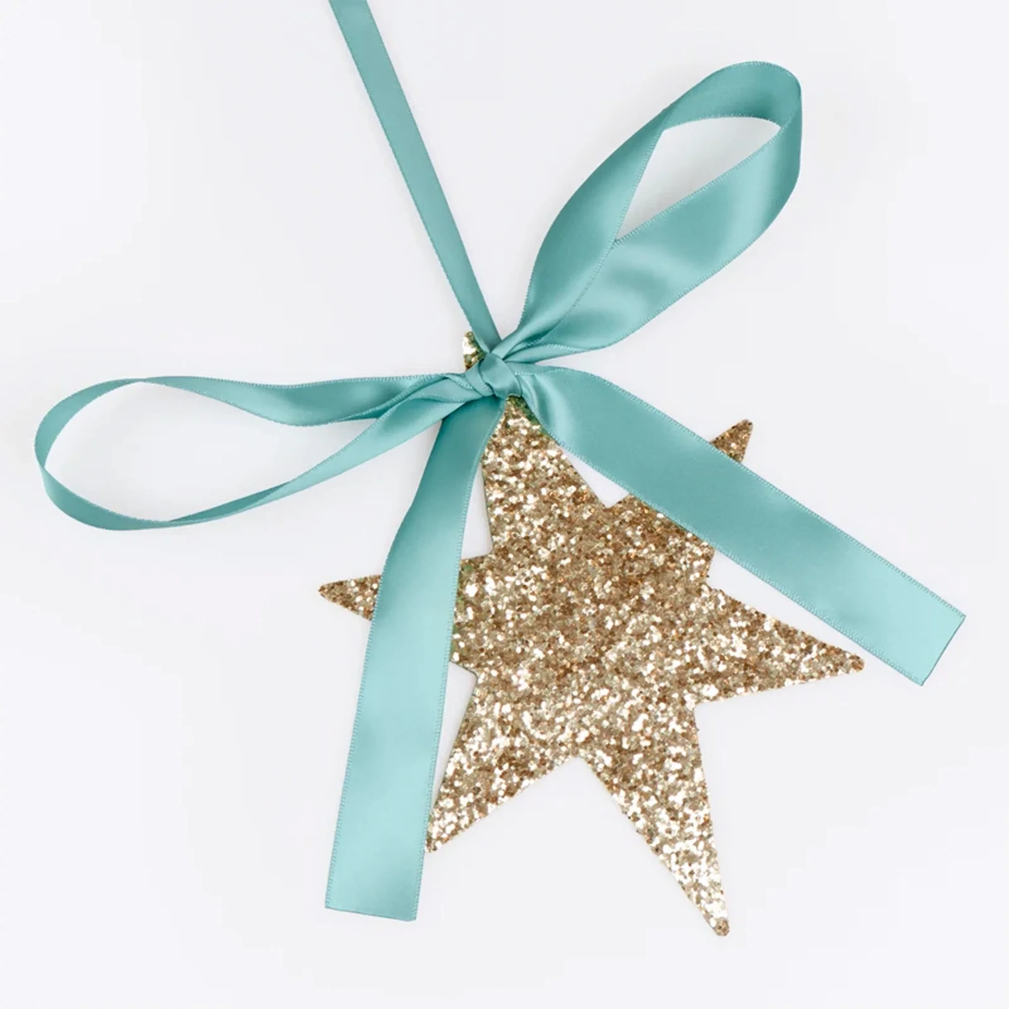 goldener Stern, Glitzerstern, Schleife, Geschenkaufkleber, Dekoration
