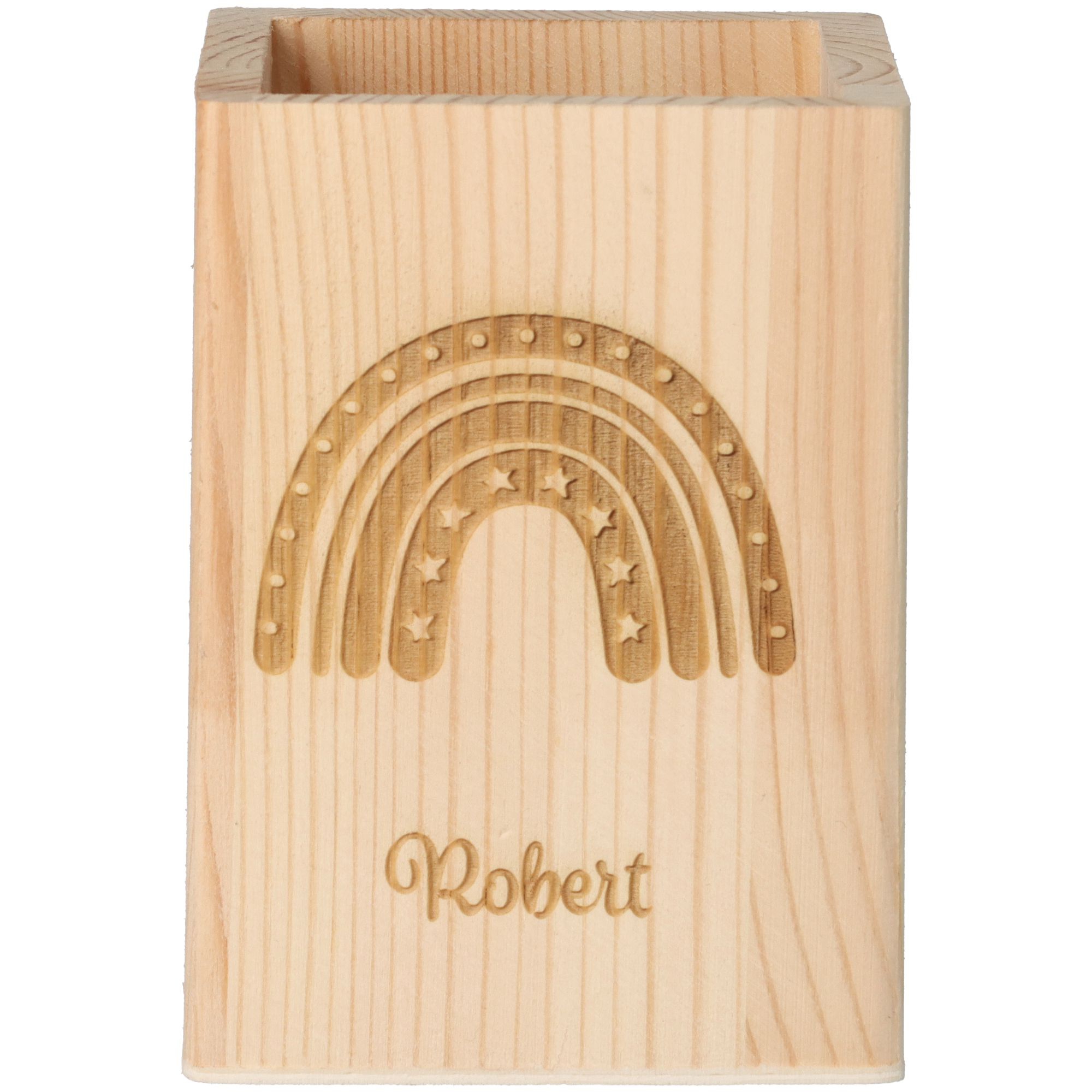 Stiftehalter Regenbogen Stern "Name" 11cm x 8cm x 8cm