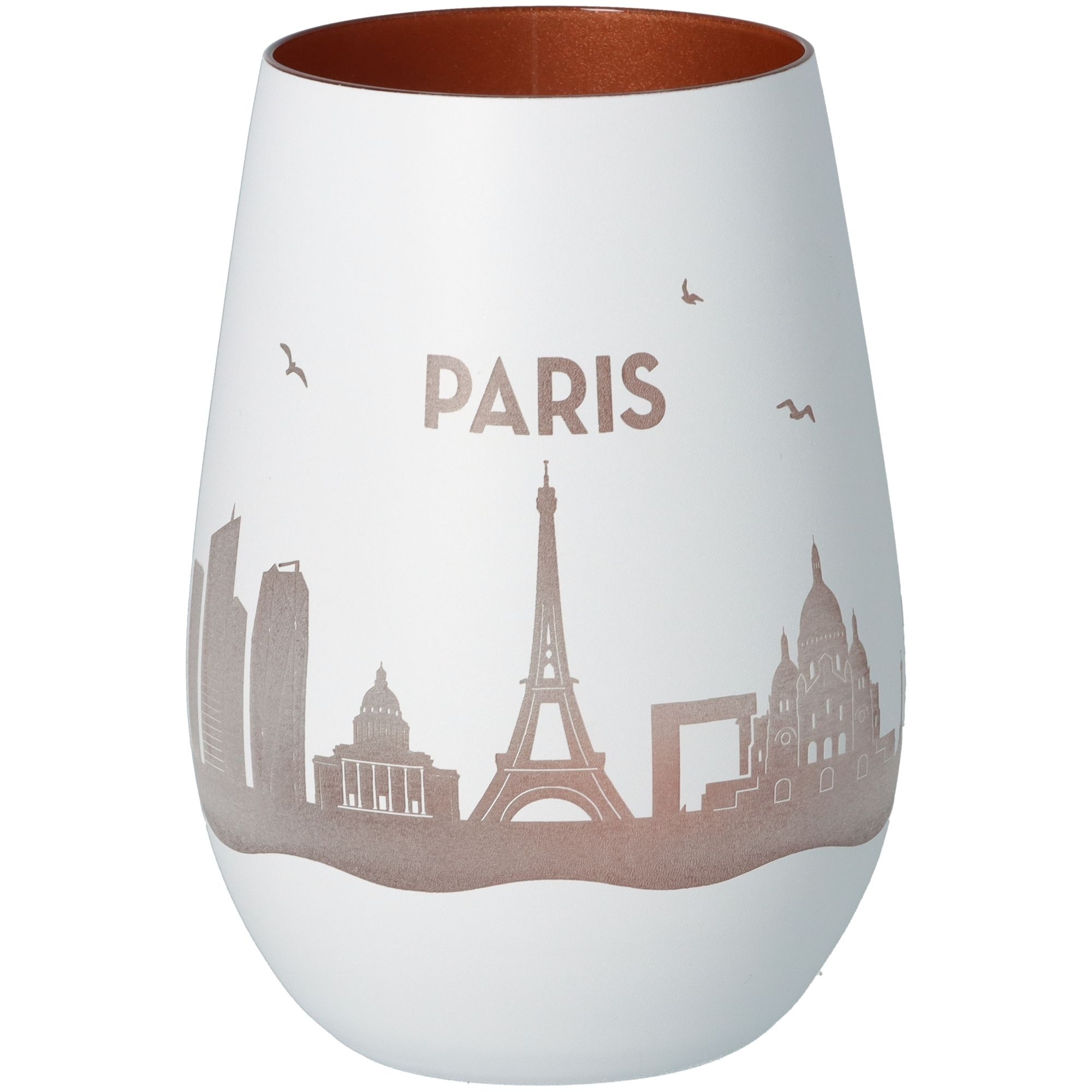 Windlicht Skyline Paris Weiß/Bronze Töpferei, Krug, Porzellan, Vase, Glas