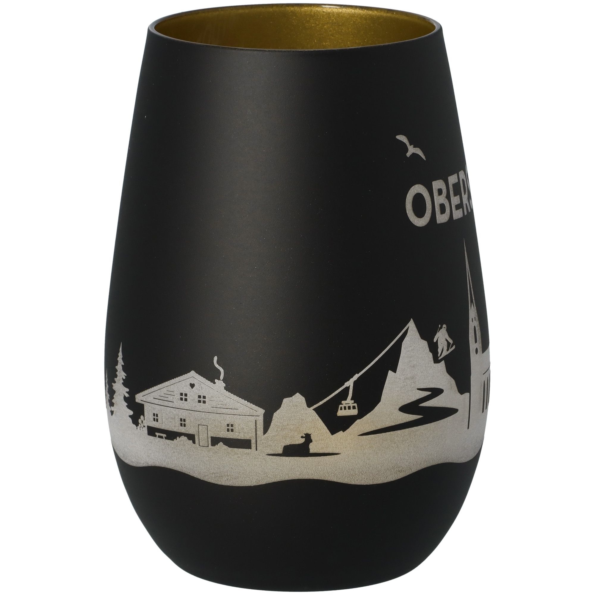 Windlicht Skyline Oberstdorf Schwarz/Gold Töpferei, Krug, Vase, Tasse
