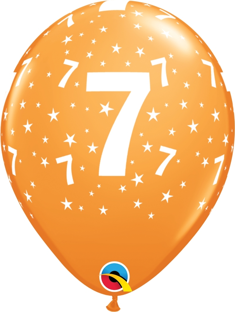 Qualatex Latexballon 7. Geburtstag verschiene Farben Ø 30cm