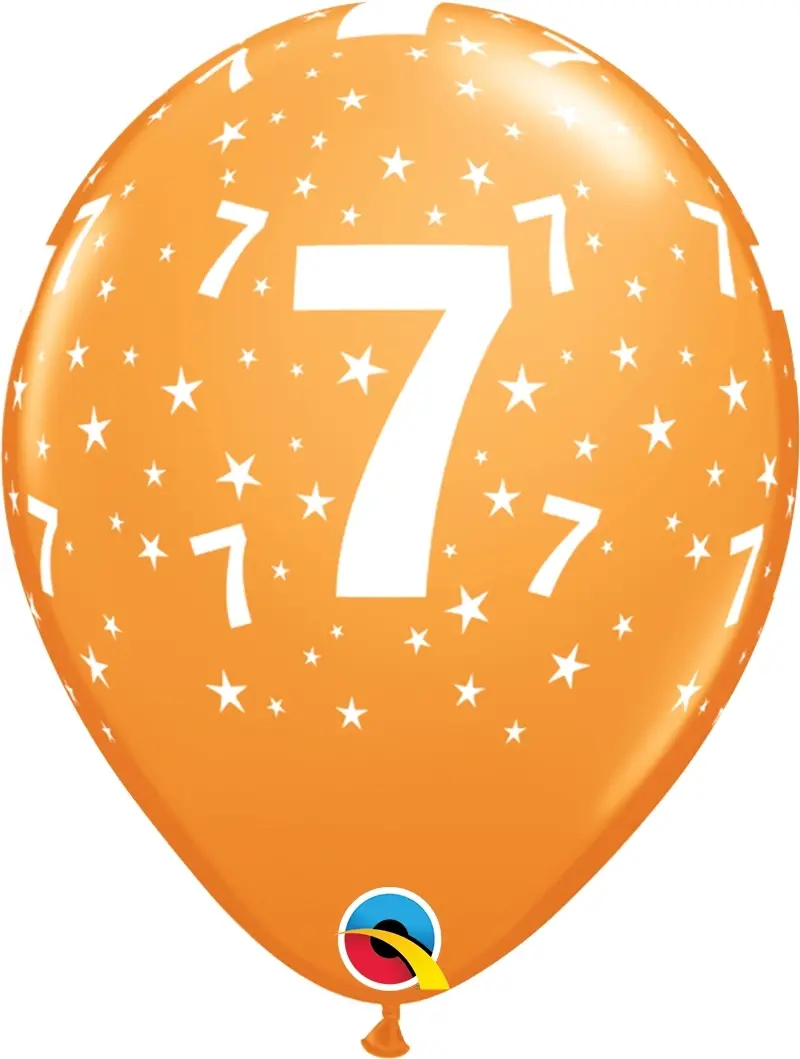 Qualatex Latexballon 7. Geburtstag verschiene Farben Ø 30cm