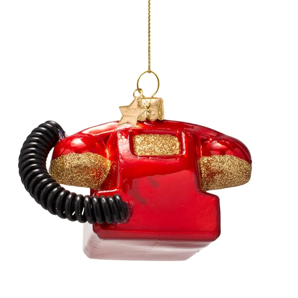Telefon, Telefon-Form, Glitzer, Rot, Kordel/Schlauch