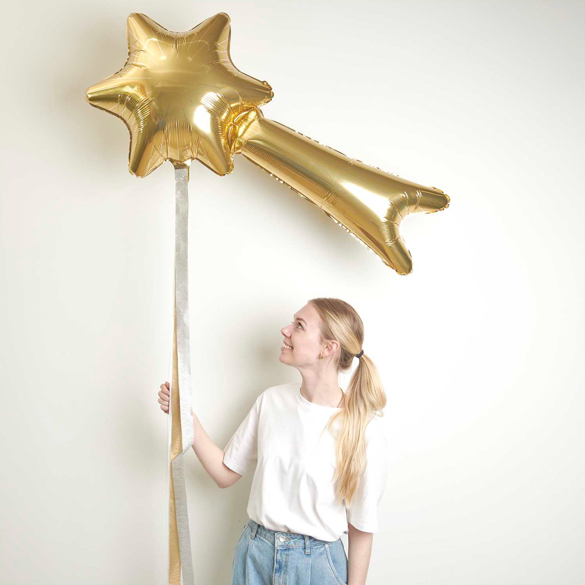 Folienballon "Sternschnuppe Gold" 110 x 60 cm weiblich, Mädchen, Person, Jugendlich, Portrait