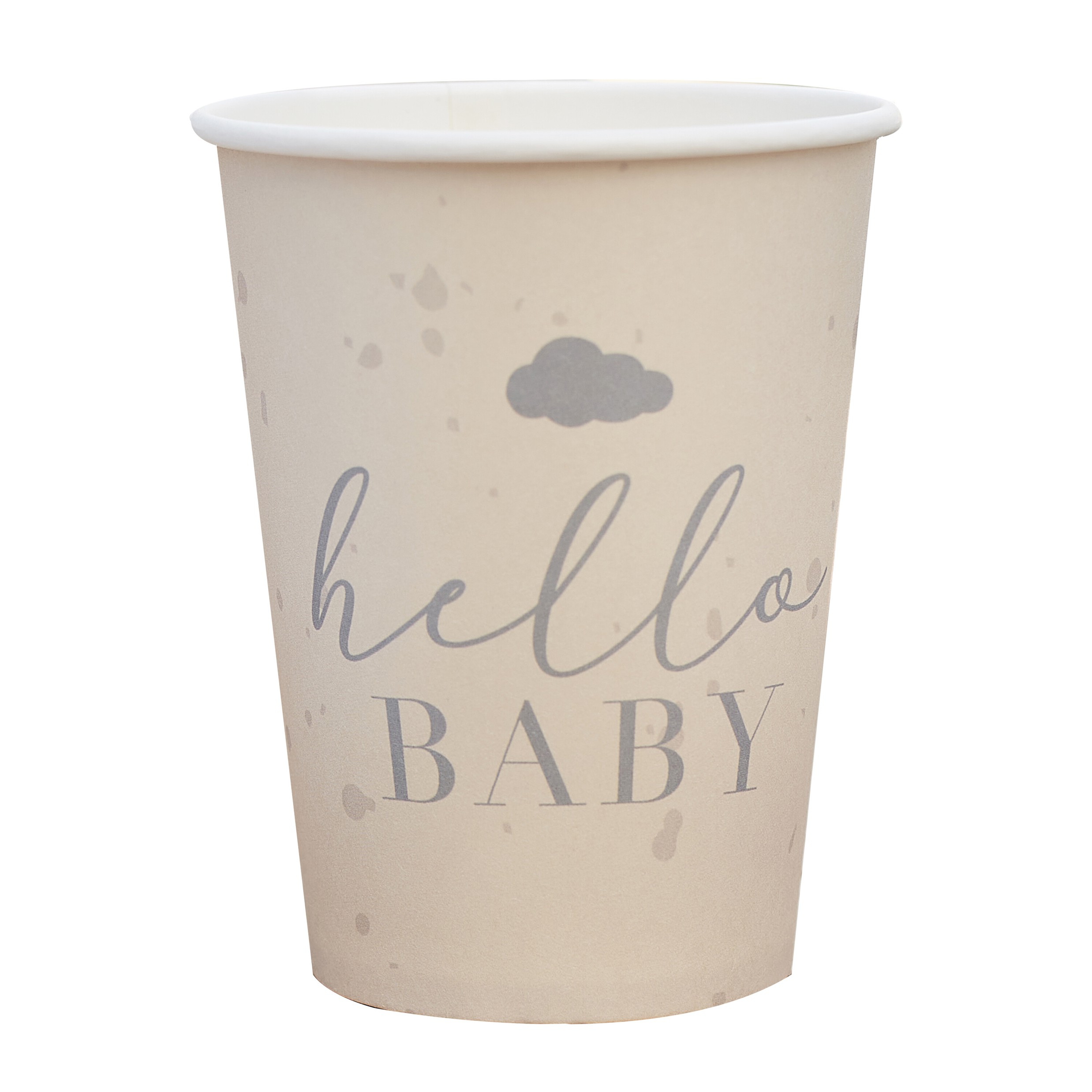 8 Pappbecher "Hello Baby" 100% umweltfreundlich