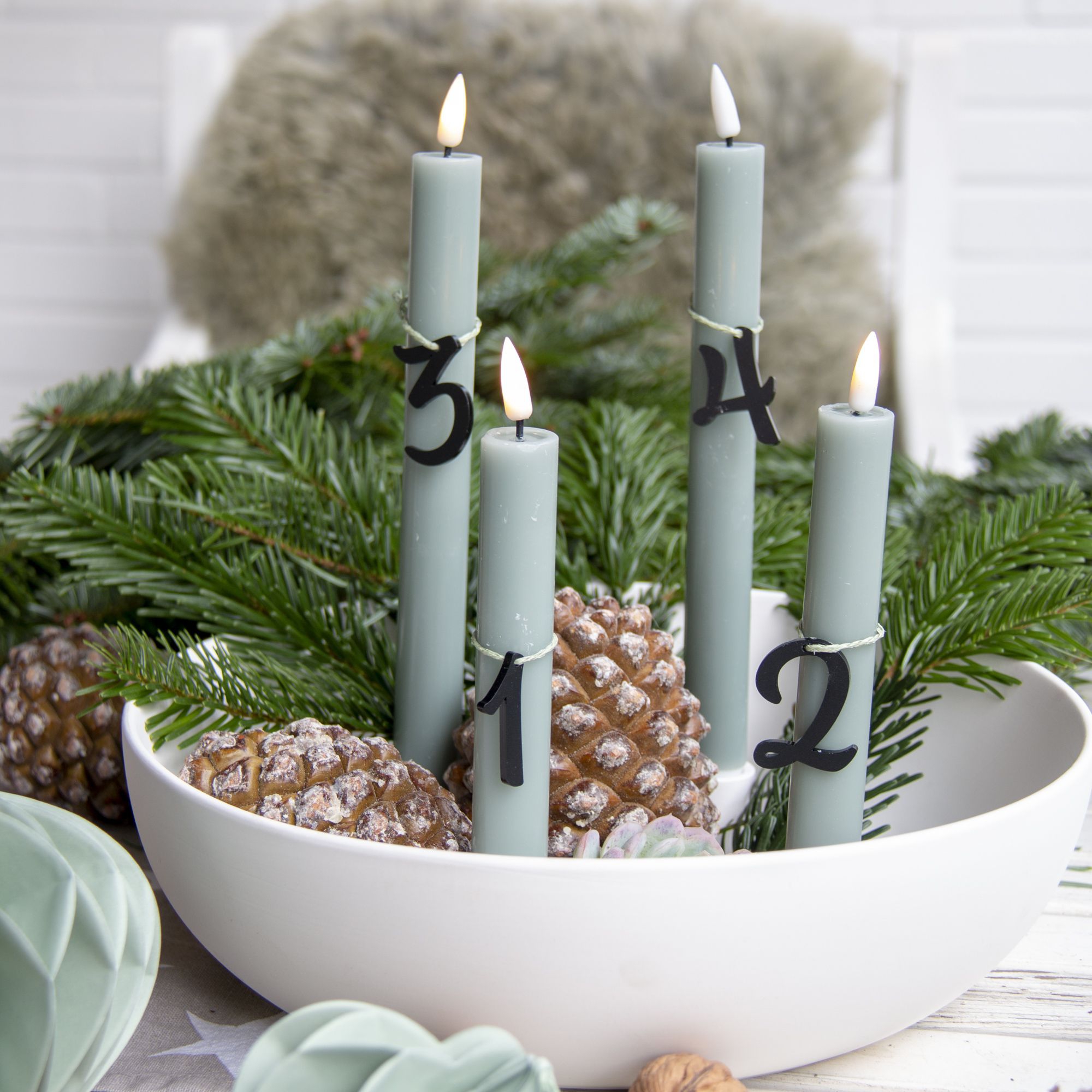 Adventskranz Anhänger Zahlen 1-4 Acryl Grün 5,5cm Adventskranz Anhänger Zahlen 1-4 Acryl Grün 5,5cm