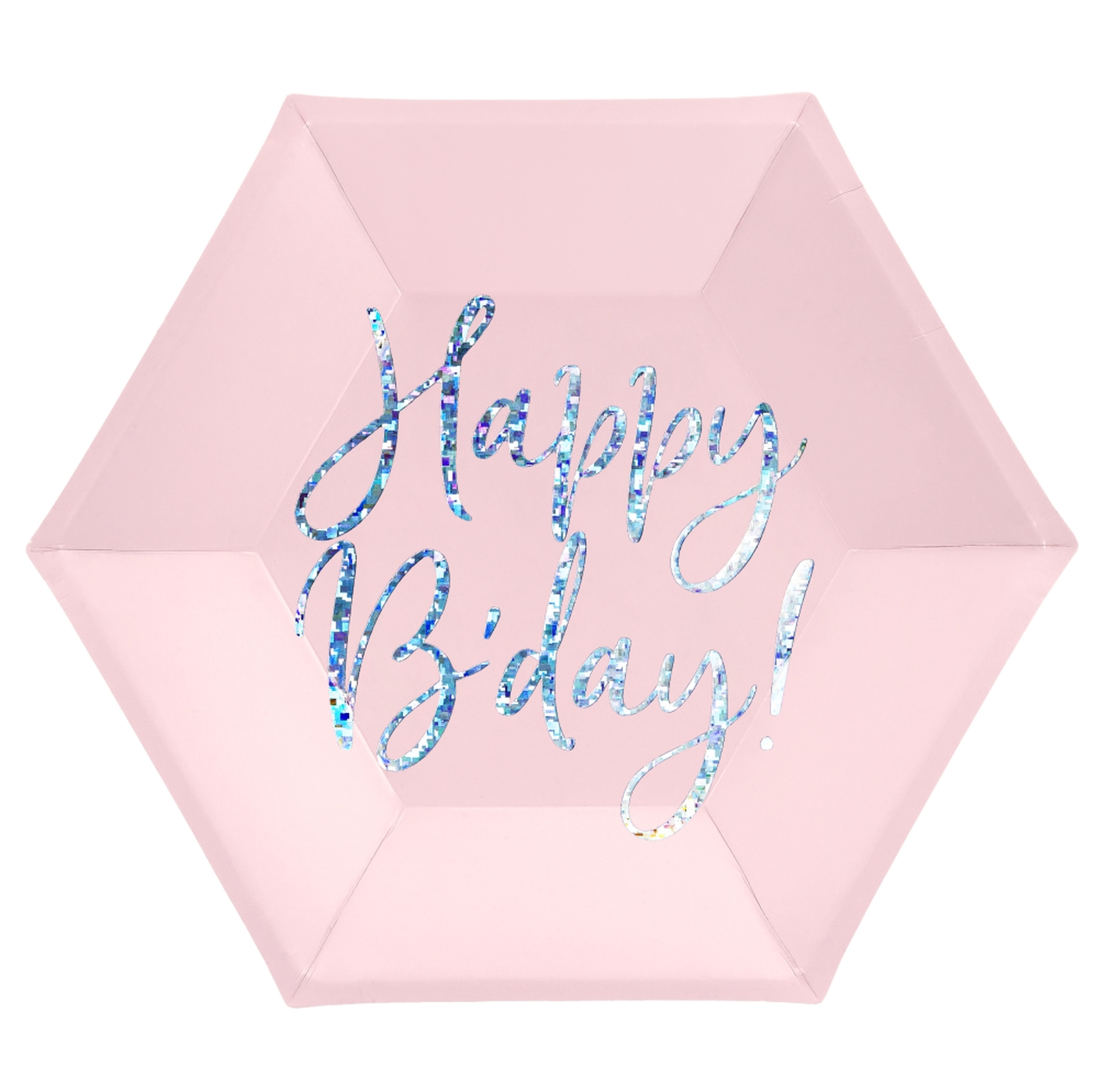 6 Pappteller - Happy Birthday - Rosa / Silber 6 Pappteller - Happy Birthday - Rosa / Silber