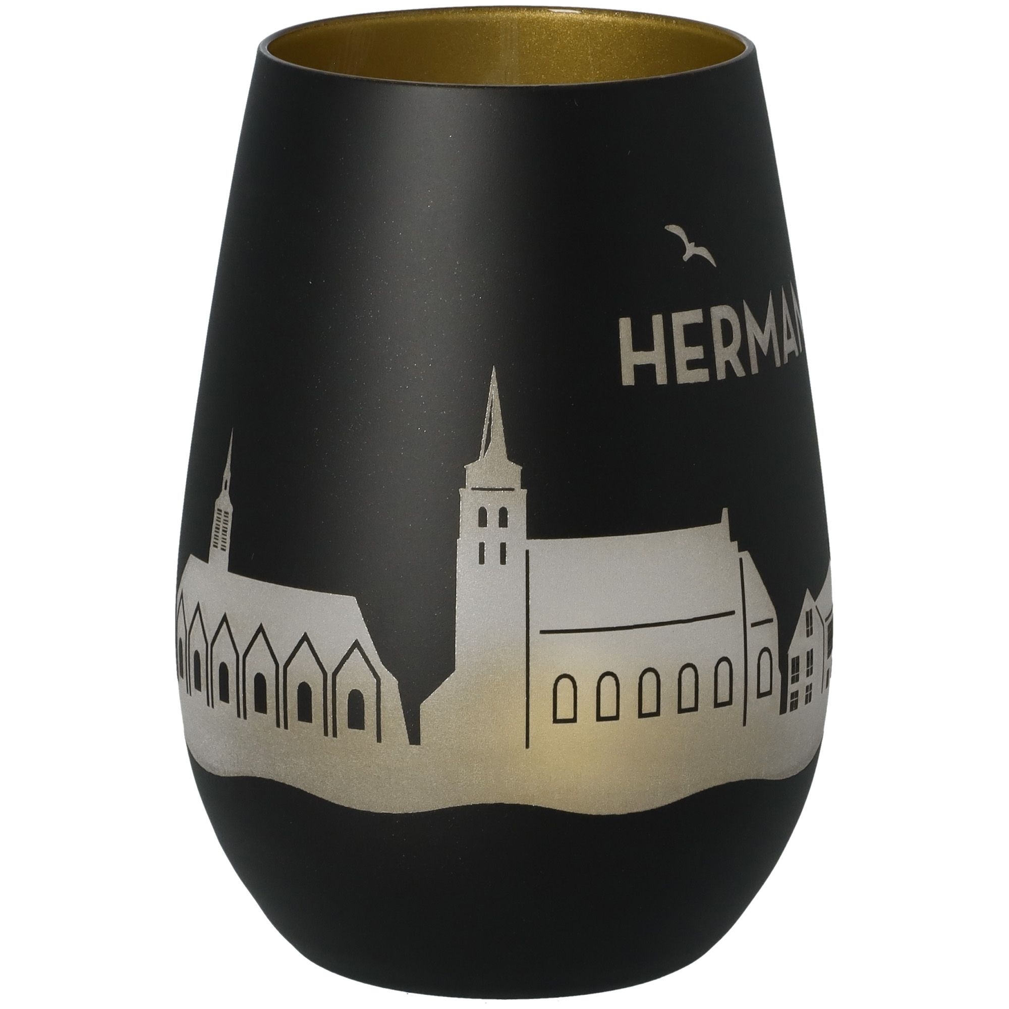 Windlicht Skyline Hermannsburg Schwarz/Gold Krug, Töpferei, Tasse