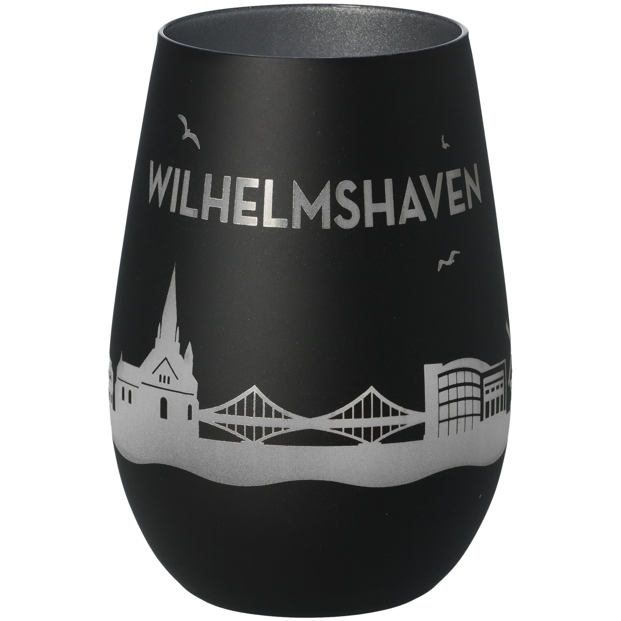 Windlicht Skyline Wilhelmshaven Schwarz/Silber Windlicht Skyline Wilhelmshaven Schwarz/Silber
