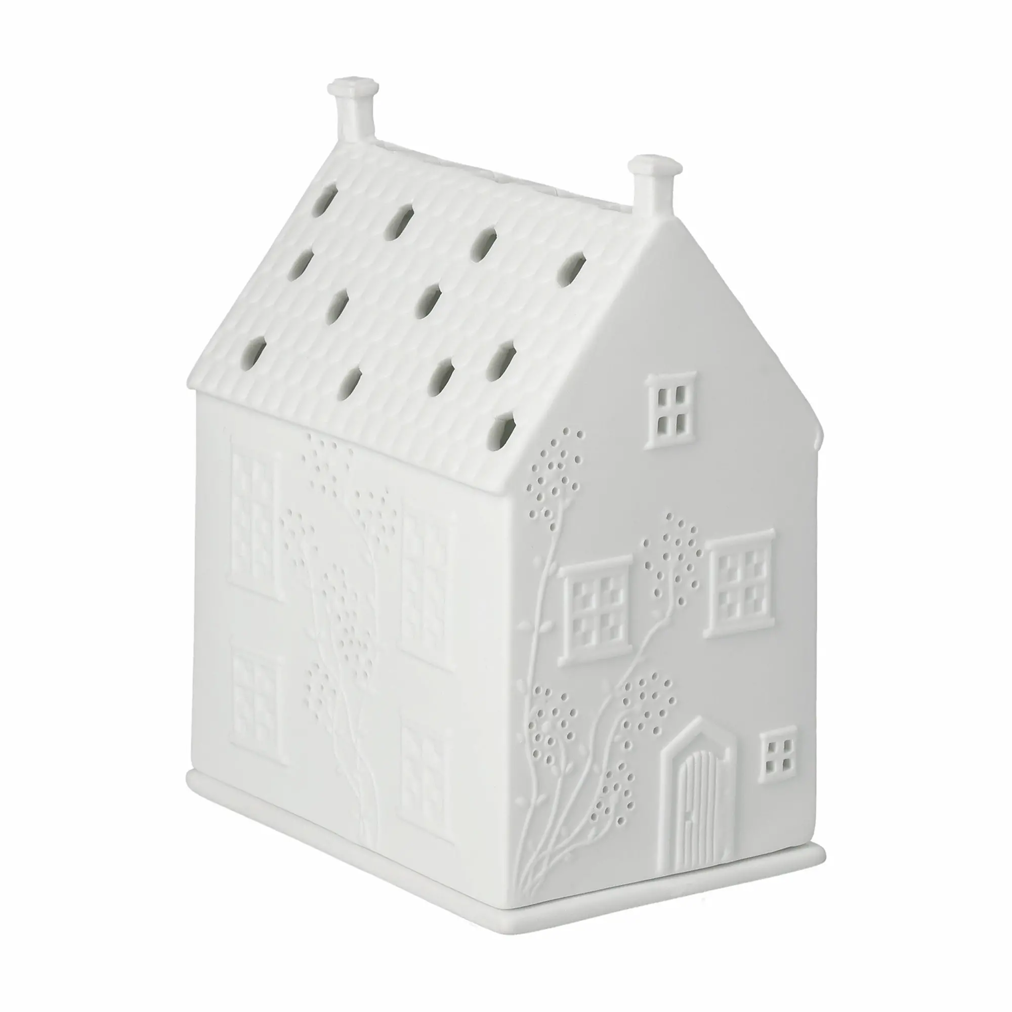 Miniaturhaus, Keramik, Weiß, Dekoration, Ornament