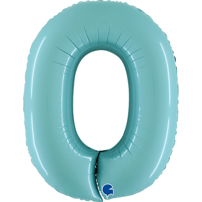 Folienballon Zahl 0 Pastell Türkis 100cm Folienballon Zahl 0 Pastell Türkis 100cm