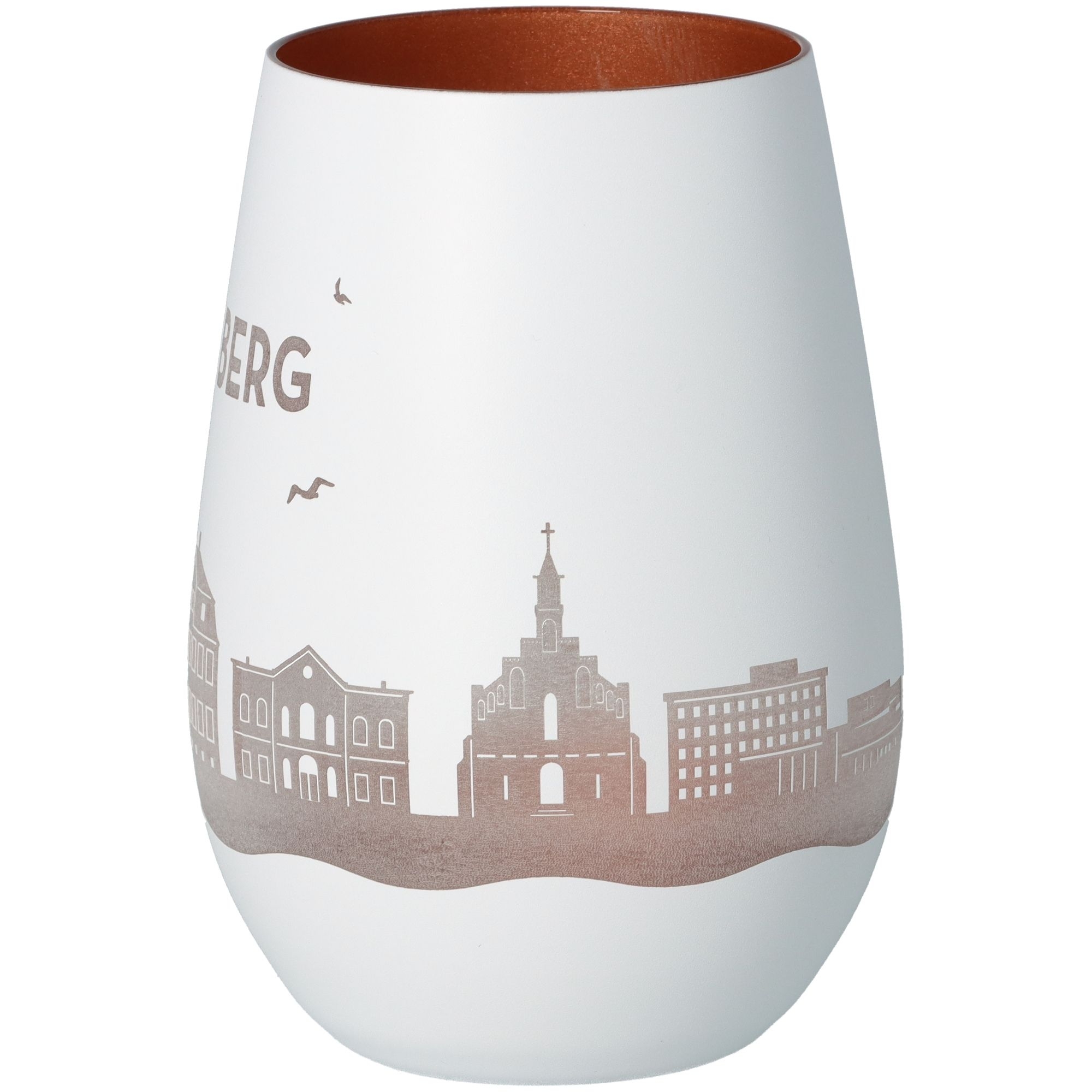 Windlicht Skyline Pinneberg Weiß/Bronze Töpferei, Krug, Kunst, Porzellan, Vase