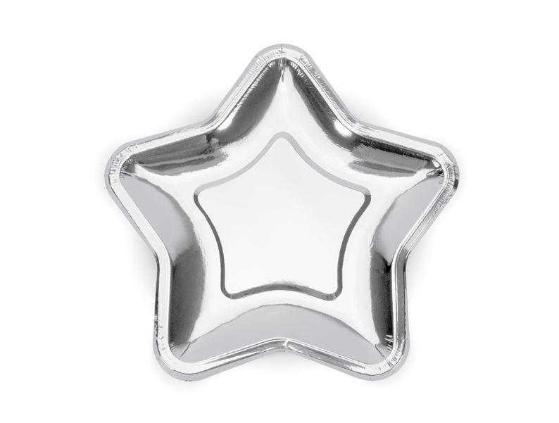 6 Pappteller "Kleiner Stern", Silber 6 Pappteller "Kleiner Stern", Silber