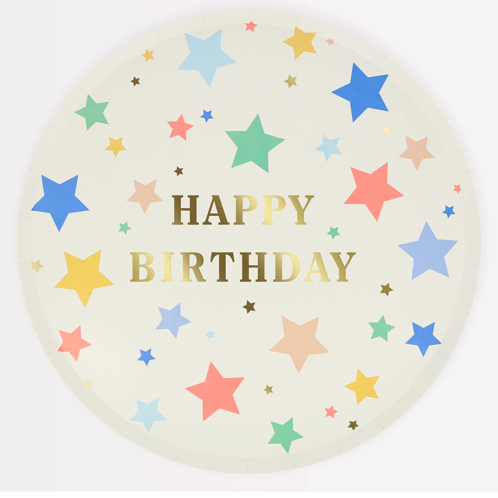 Meri Meri - 8 Pappteller "Happy Birthday" Sterne, groß Abzeichen, Logo, Symbol