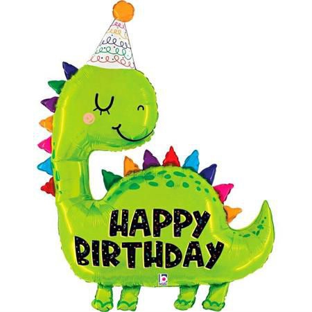 Folienballon Shape Dino Happy Birthday 106 cm Bekleidung, Hut