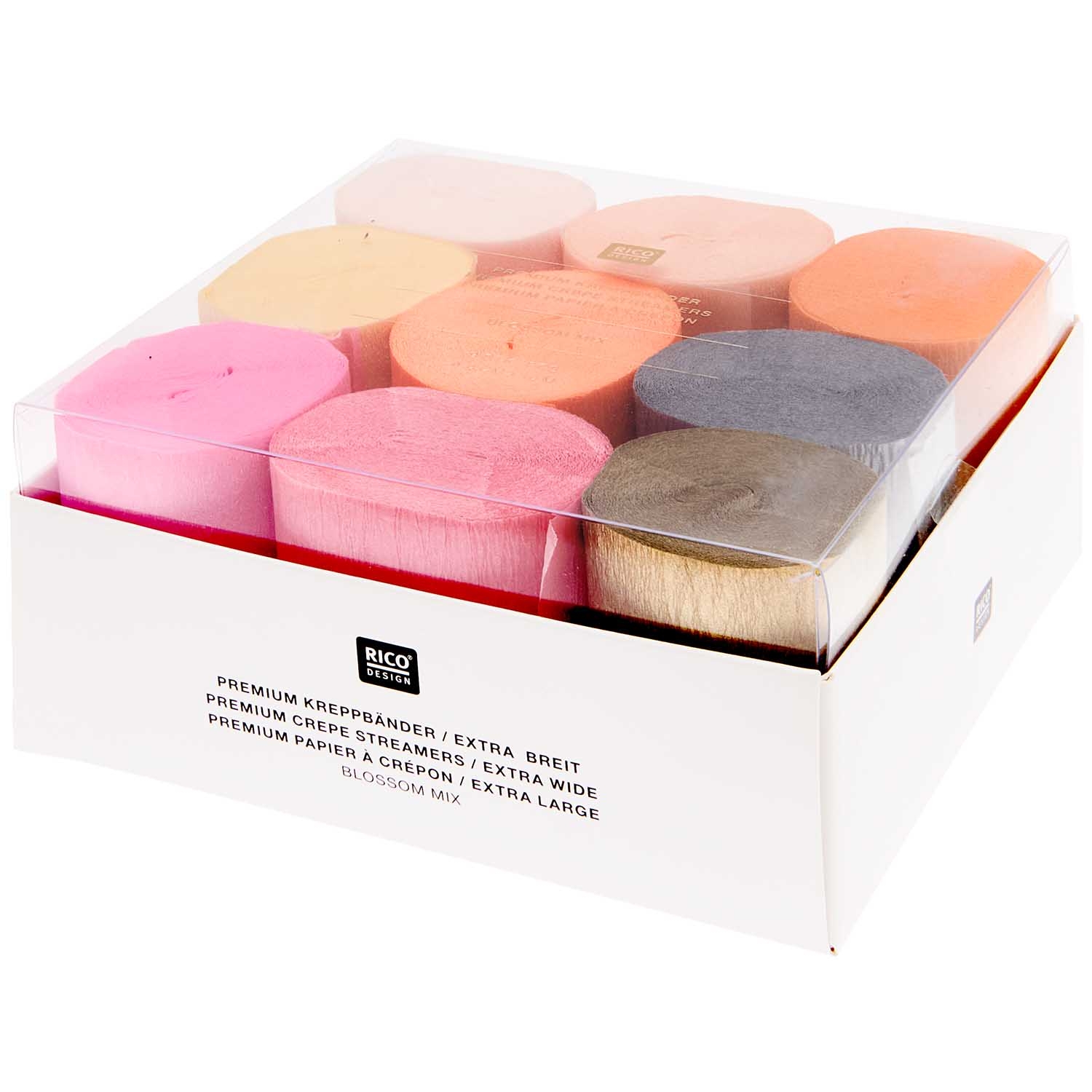 Kreppbänder "Blüten Mix" 9 Rollen je 10 m Kreppbänder "Blüten Mix" 9 Rollen je 10 m