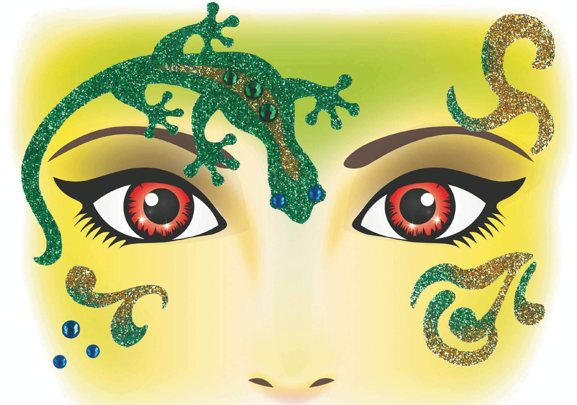 Face Art Sticker - Gecko Karneval, Menschenmenge, Person, Mardi Gras, Parade