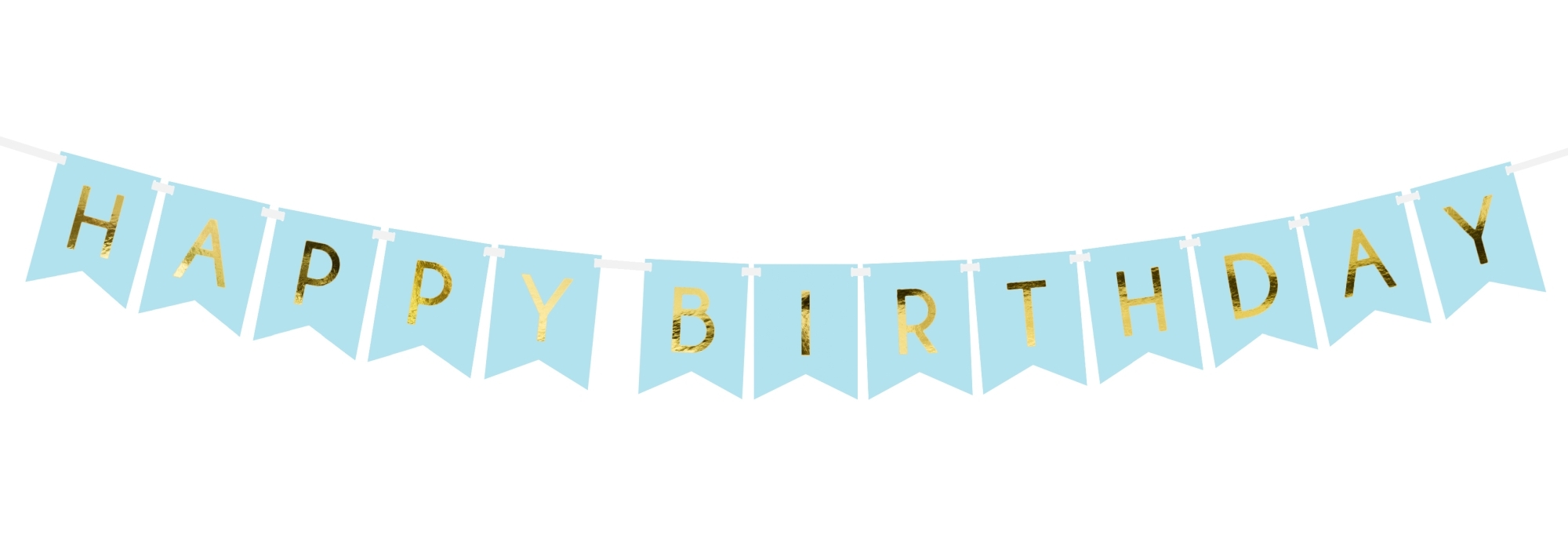 Girlande - Happy Birthday Hellblau / Gold Girlande - Happy Birthday Hellblau / Gold