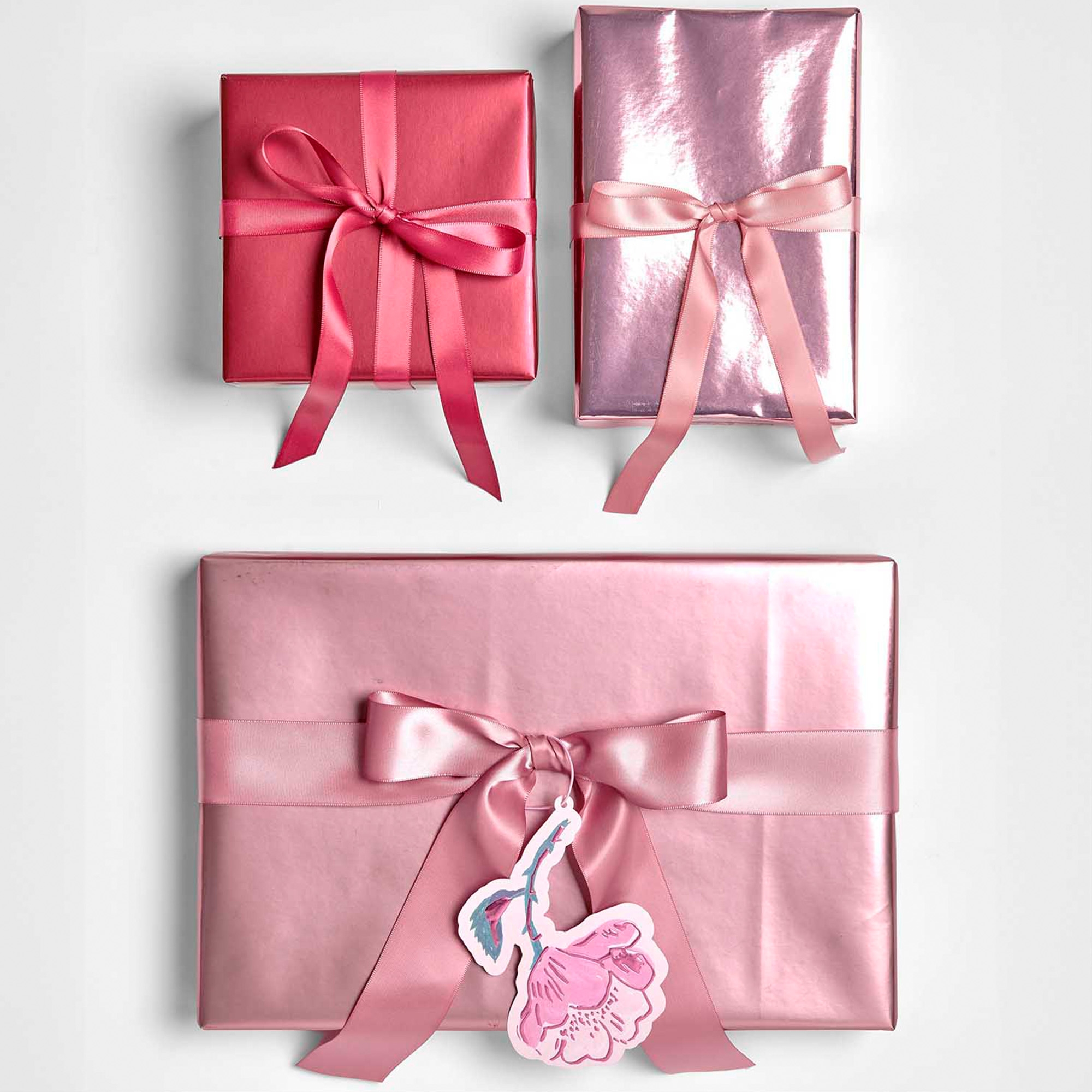 Geschenkpapier auf Rolle, Metallic Rosa Matt 2m