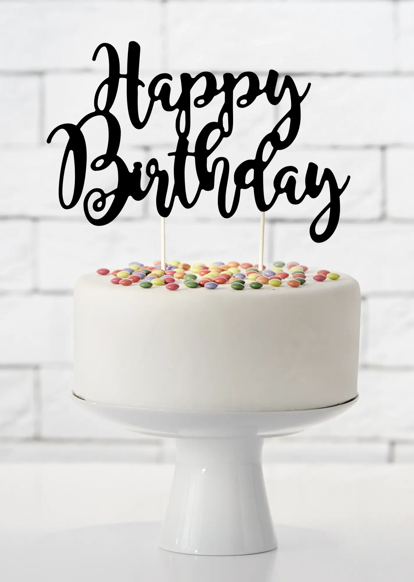 Cake Topper - Happy Birthday Schwarz