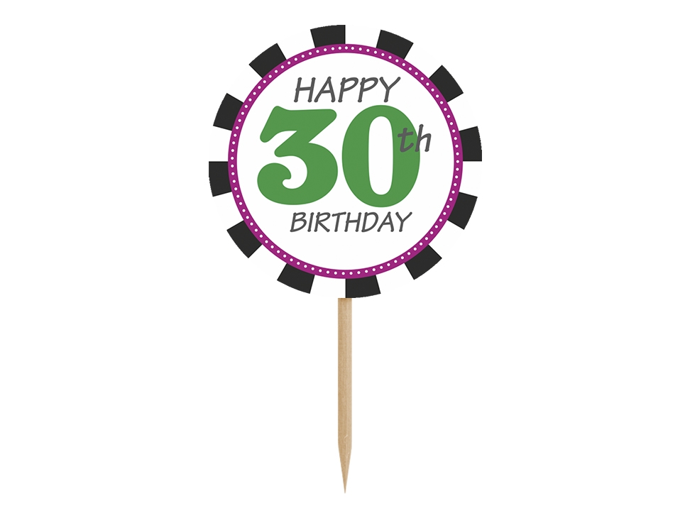 6 Cupcake Topper zum 30. Geburtstag