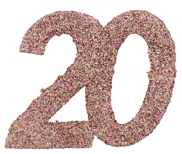 Glitzerkonfetti "20", Roségold,6 Teile
