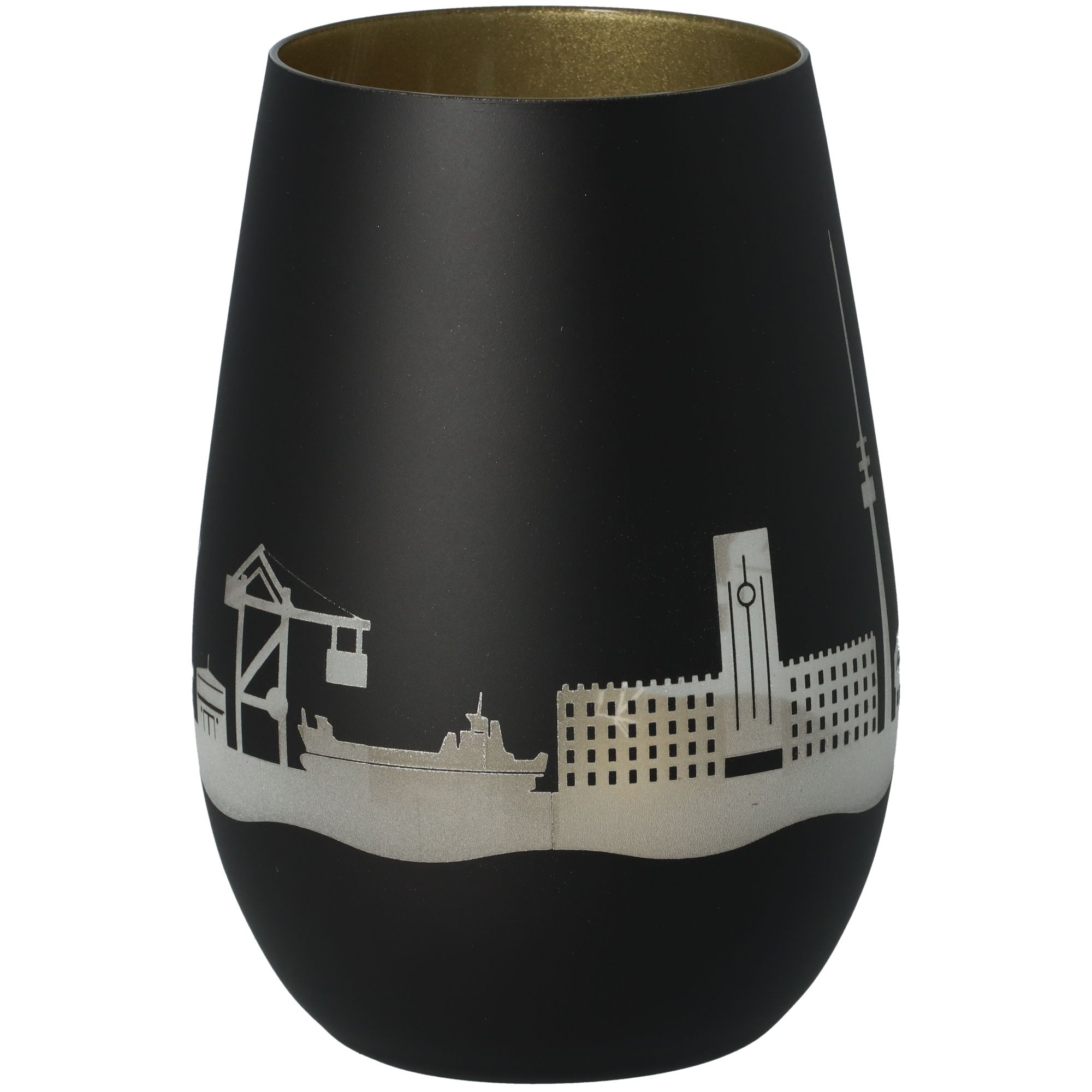 Windlicht Skyline Wilhelmshaven Schwarz/Gold Windlicht Skyline Wilhelmshaven Schwarz/Gold