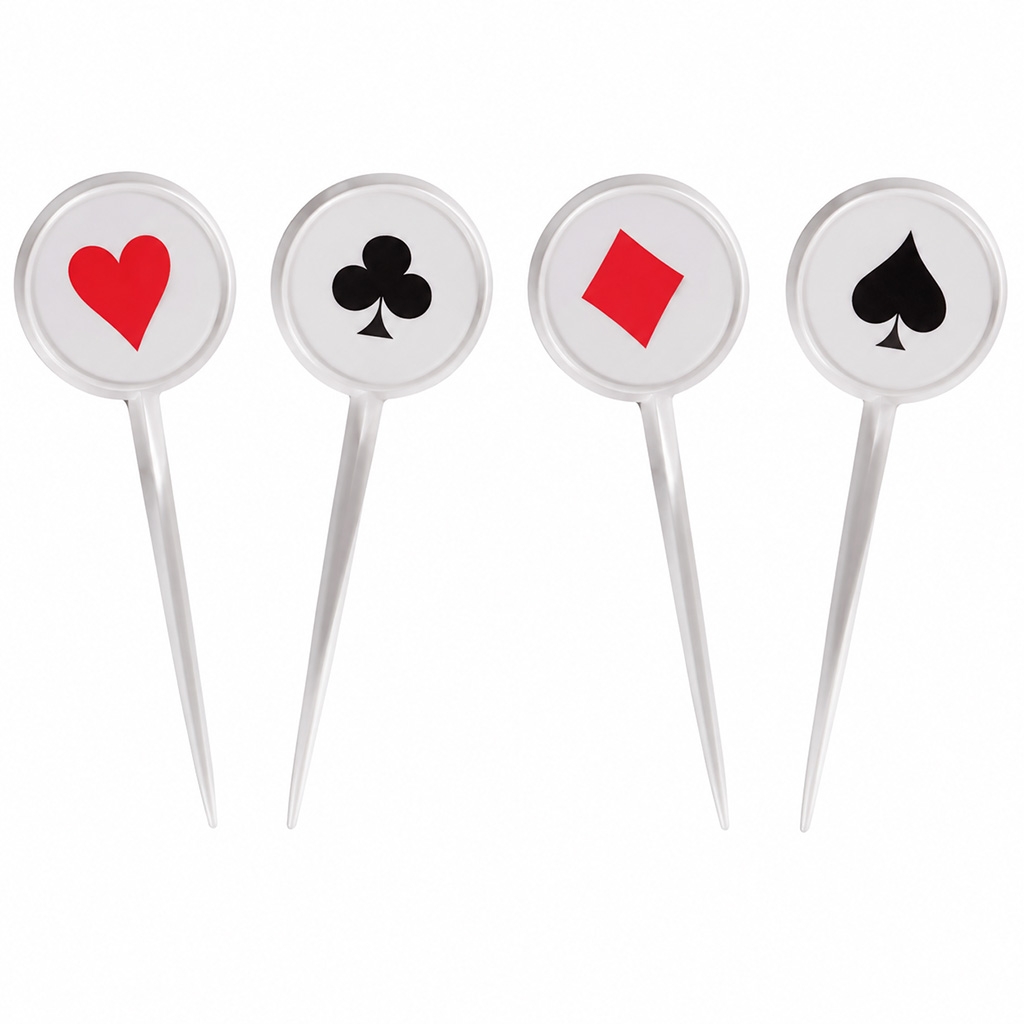 Spielkarten-Motiv, Karten-Symbole, Poker-Symbole, Zielspieß-Lolly, Vier Karten