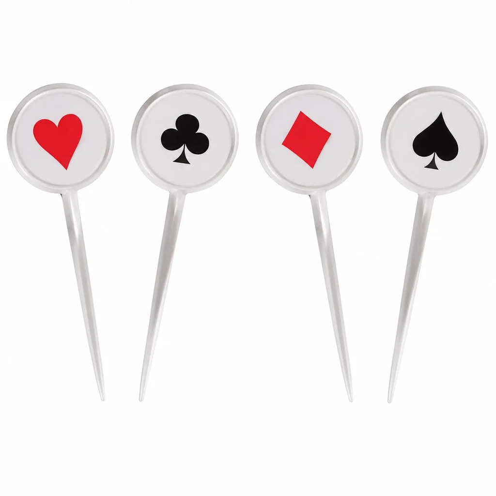 Spielkarten-Motiv, Karten-Symbole, Poker-Symbole, Zielspieß-Lolly, Vier Karten